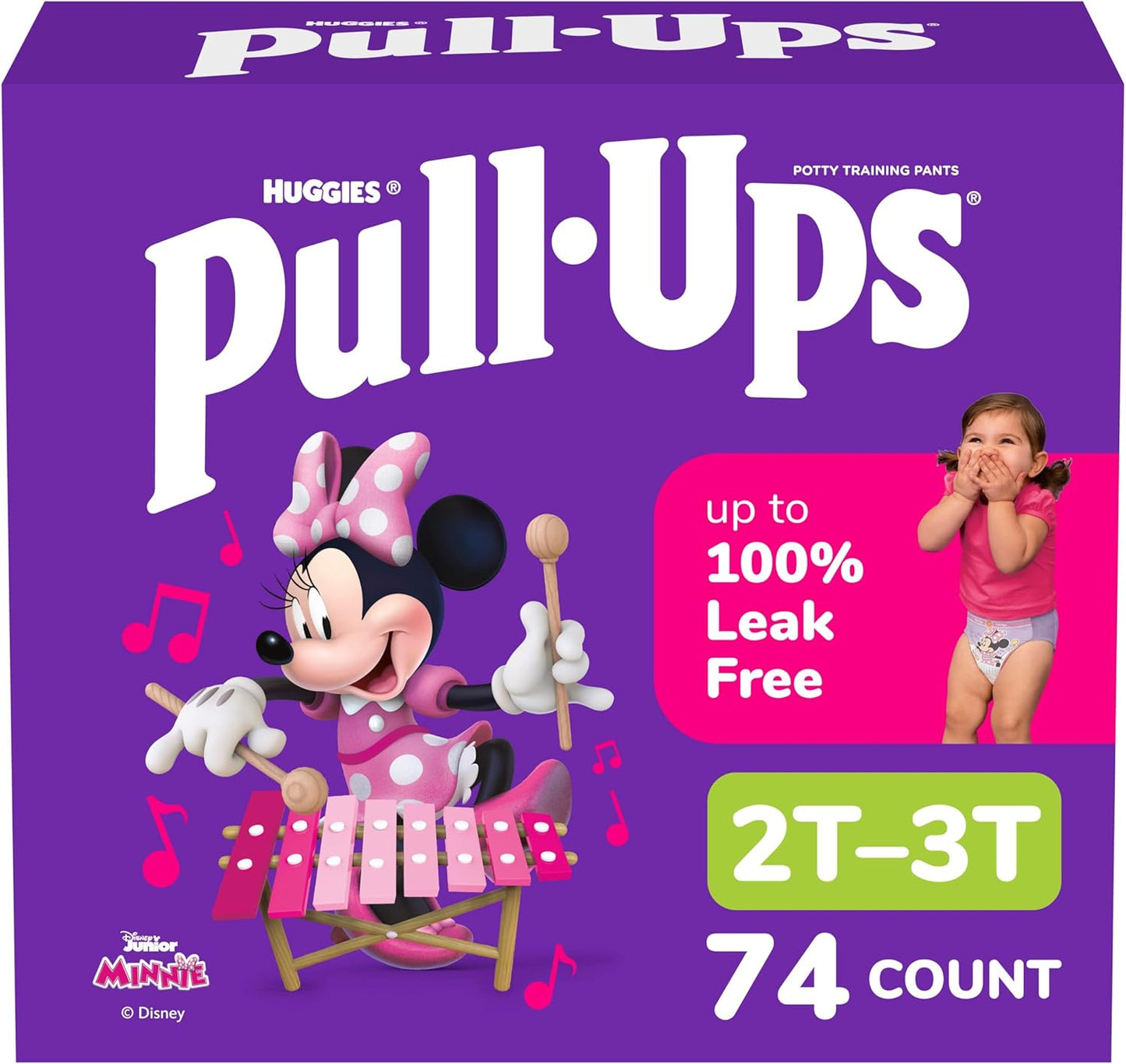 Pull-Ups Girls' Potty Training Pants, Size 2T-3T Training Underwear (16-34 lbs), 74 Count