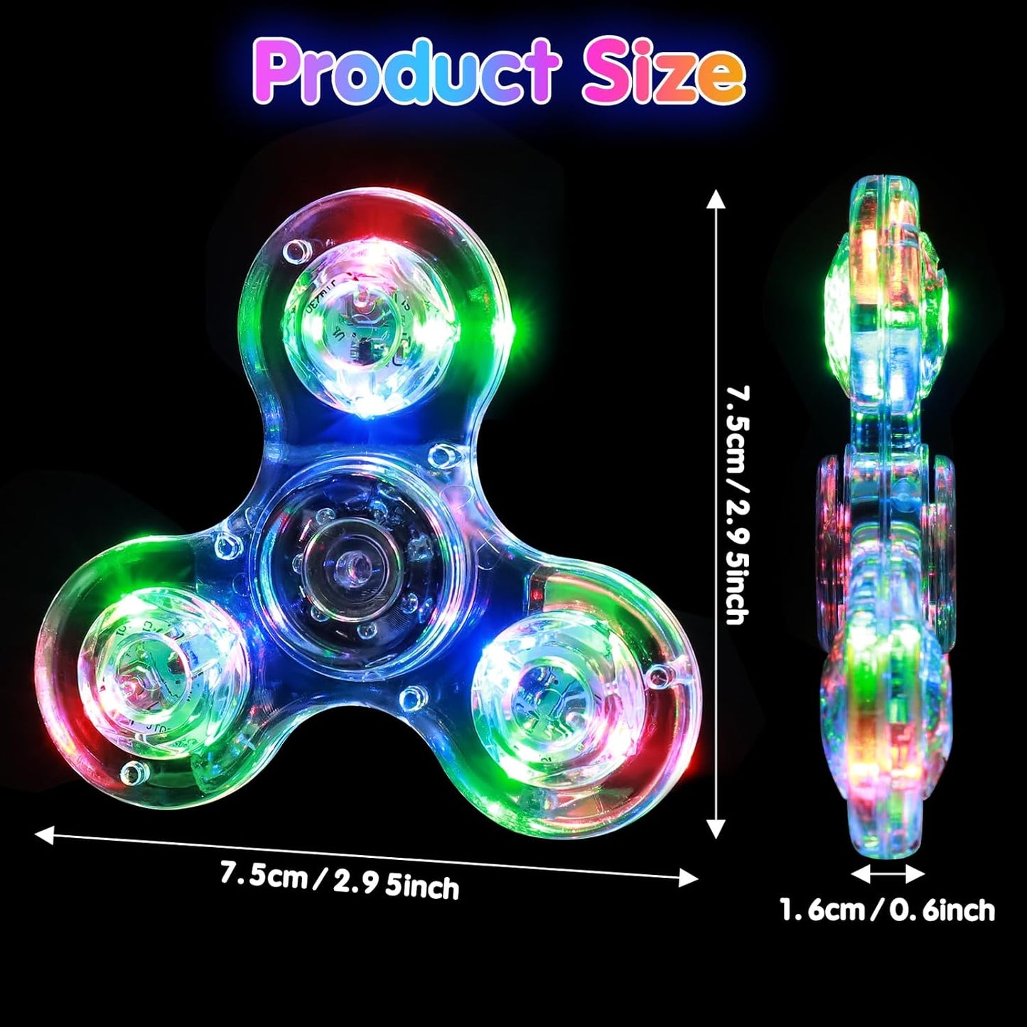 Gigilli Fidget Spinners, LED Light Up Sensory Fidget Toys for Kids, Glow in The Dark Party Favors for Kids 4-8-12, ADHD Anxiety Stress Relief Goodie Bag Stuffers Birthday Classroom Prizes Return Gifts