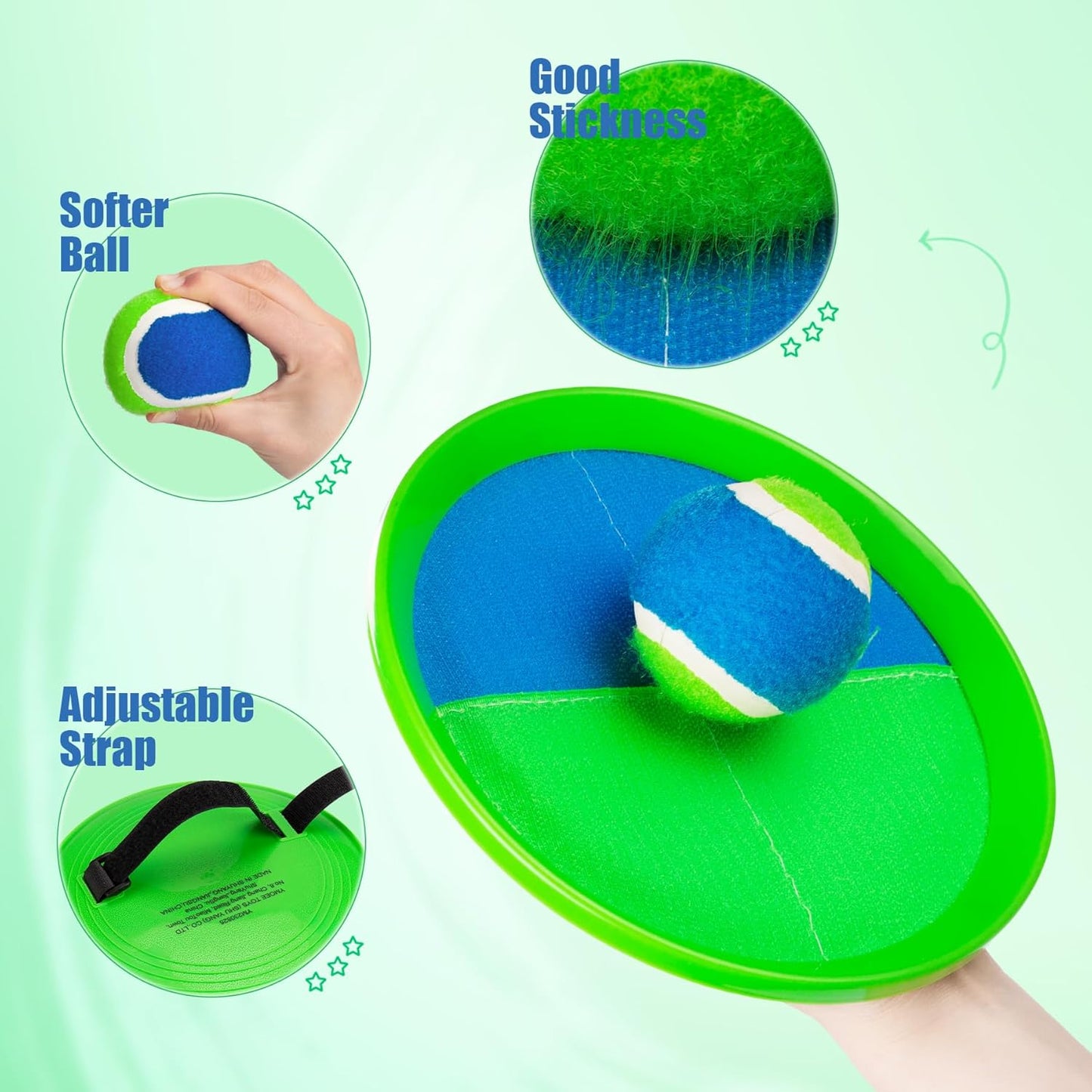 Toss and Catch Ball Set 4 Pack - Beach Toys Pool Toys Outdoor Games for Family Toddlers Kids Adults - Outside Yard Toys - Classic Birthday Gift for 3 4 5 6 7 8 9 10 11 12+ Years Old Boys Girls