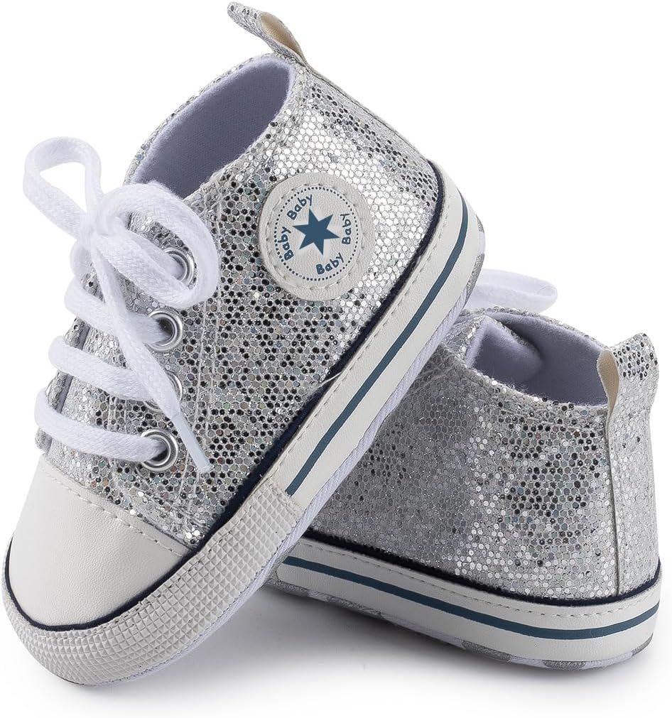Unisex Baby Girls Boys Canvas High-top Shoes, Newborn Infant Anti-Slip Soft Sole Frist Walking Breathable Sneakers