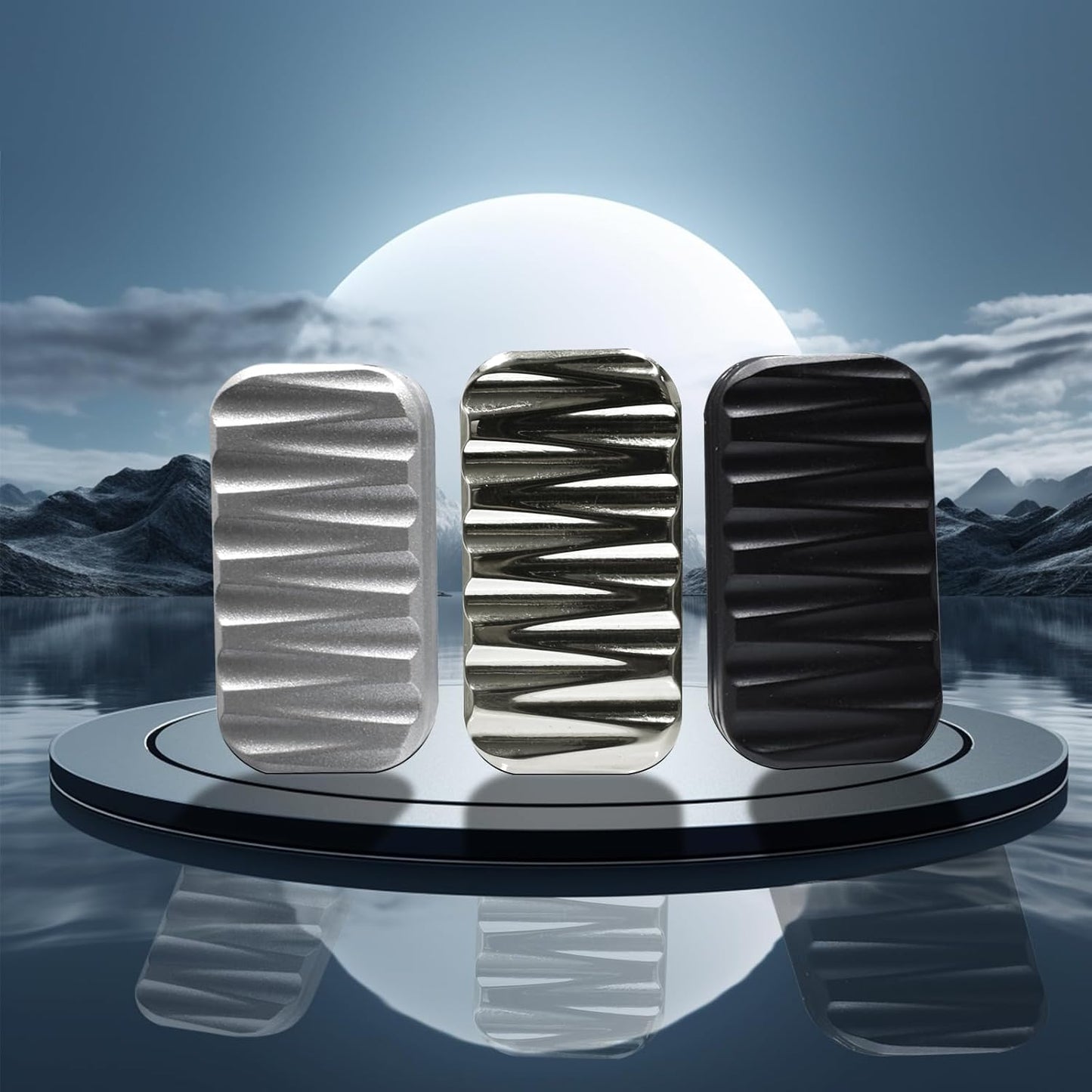 Fidget Slider 3 Layer EDC Metal Magnetic Fidget Toys Adults, Desk Toys Gift for Stress Relief (Black)