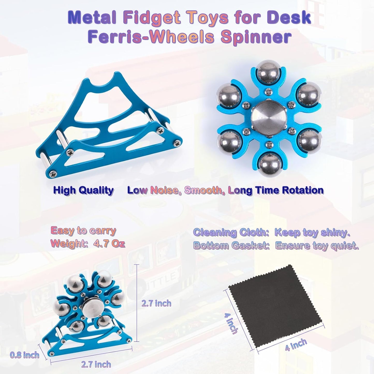 Desk-Fidget-Toys Ferris-Wheels-Spinner: Metal Kinetic-Fidget-Spinner 4mins, EDC-Toy Cool-Gadgets for School Office Christmas, ADHD Tools Gift Cool-Stuff Stress Relief Gift for Kid Children Teen Adult