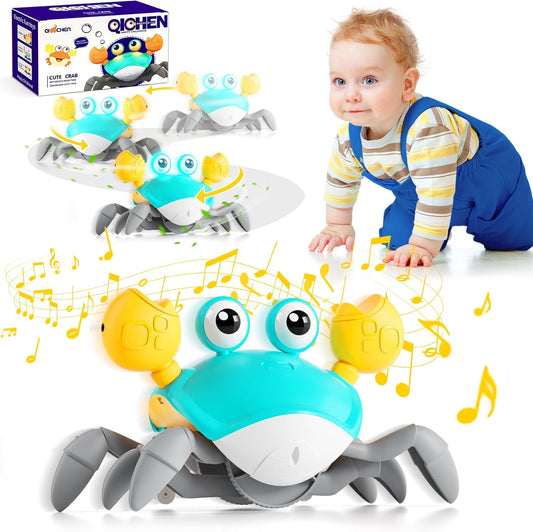 Crawling Crab Baby Toy - Infant Tummy Time Crab 3 4 5 6 7 8 9 10 11 12 Crab Toys for Babies Boy 3-6 6-12 Learning Crawl 9-12 12-18 36 Months Walking Toddler Development Birthday Gifts with Dancing