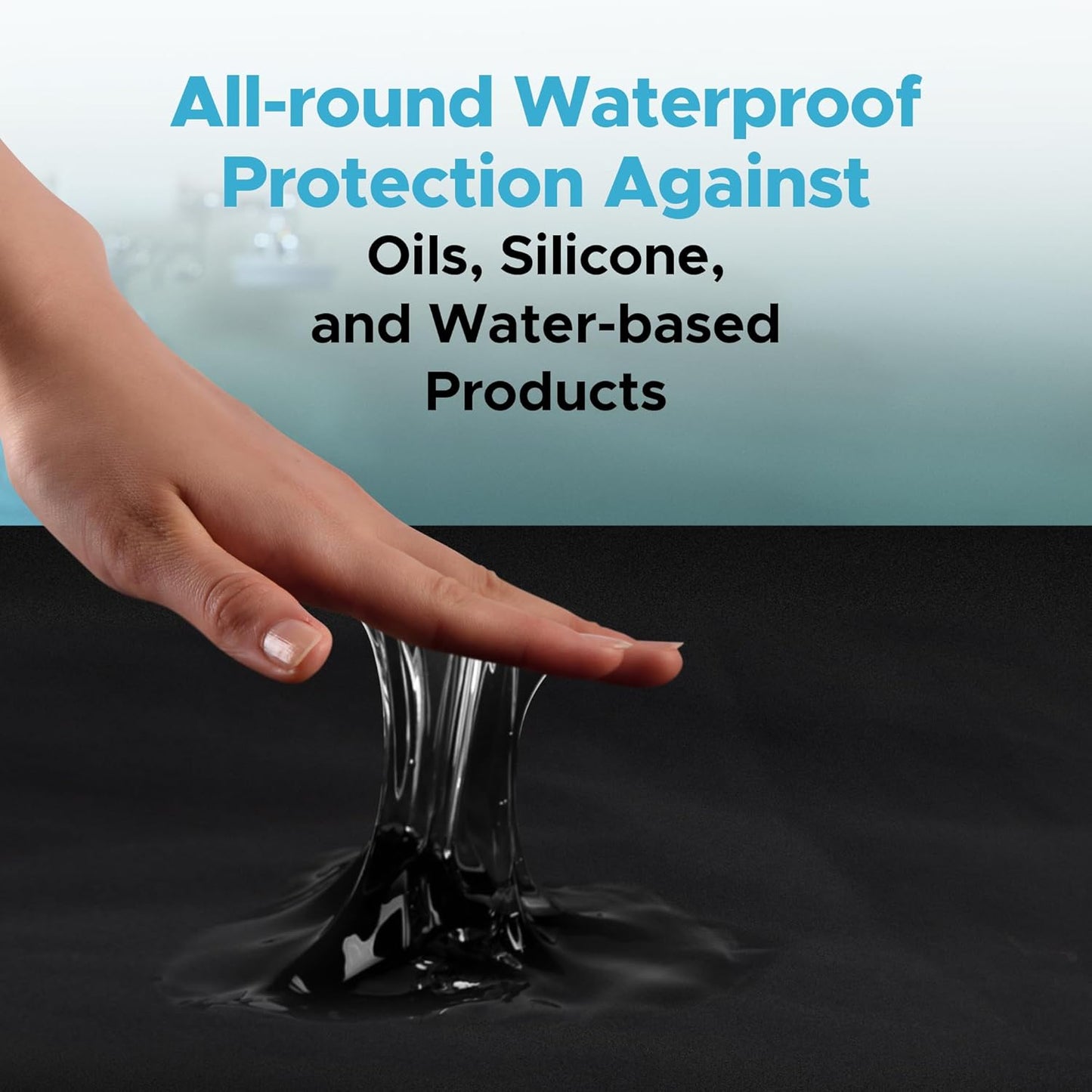 Black Waterproof Flat Drop Sheet (59”x59”), Mattress Topper, Protector Cover, Safe with Oil, Water-Based, & Silicone-Based Massage Products, Hypoallergenic, Noiseless, Machine Washable