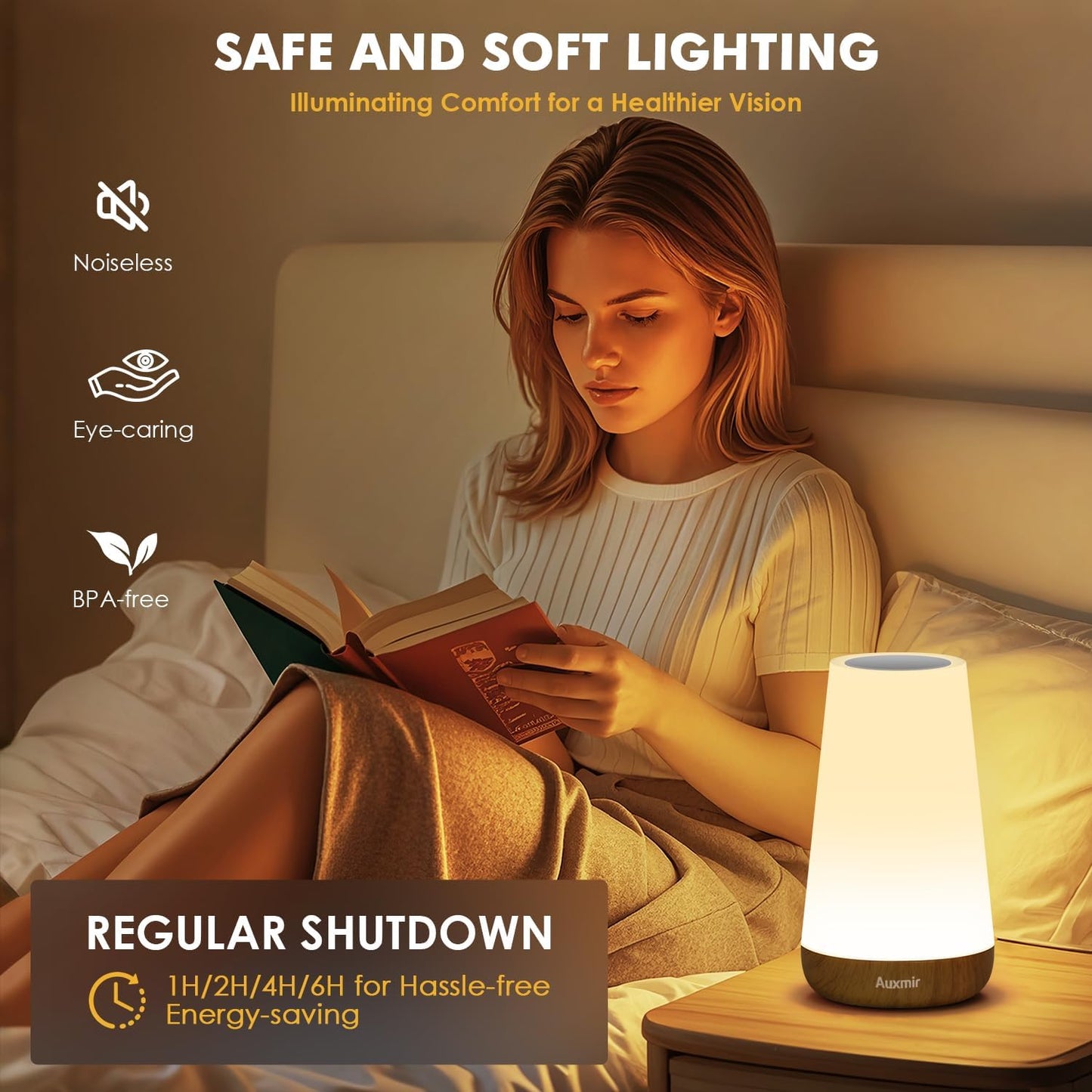Night Light, Dimmable Touch Lamp for Bedroom, 13 RGB Colors & 5 Brightness, Portable Rechargeable Bedside Table Lamp for Baby Nursery, Night Lights for Bedroom Living Room Bathroom Hallways