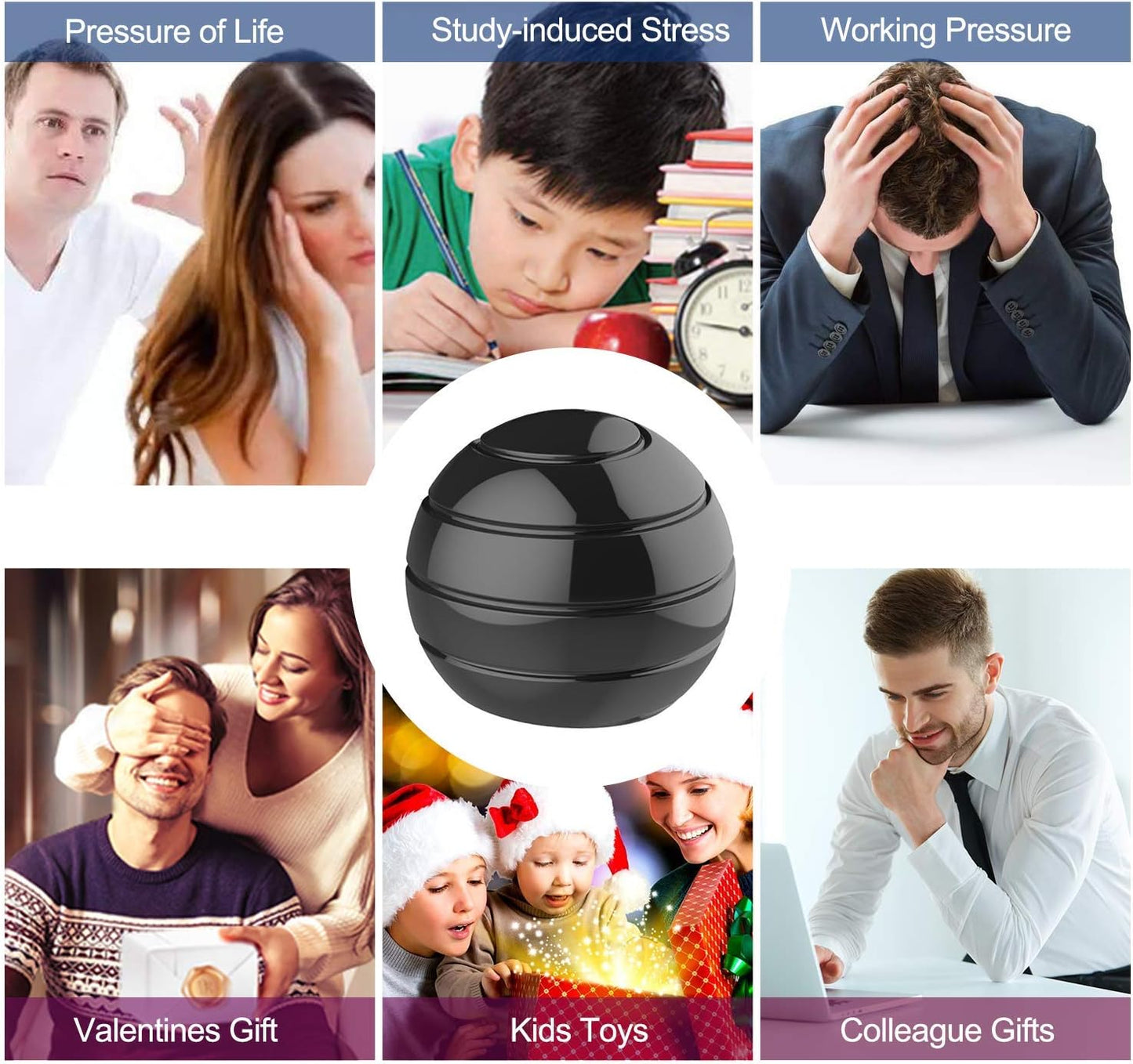 Kinetic Desk Toys,Full Body Optical Illusion Fidget Spinner Ball,Gifts for Men,Women,Kids Size 1.77"