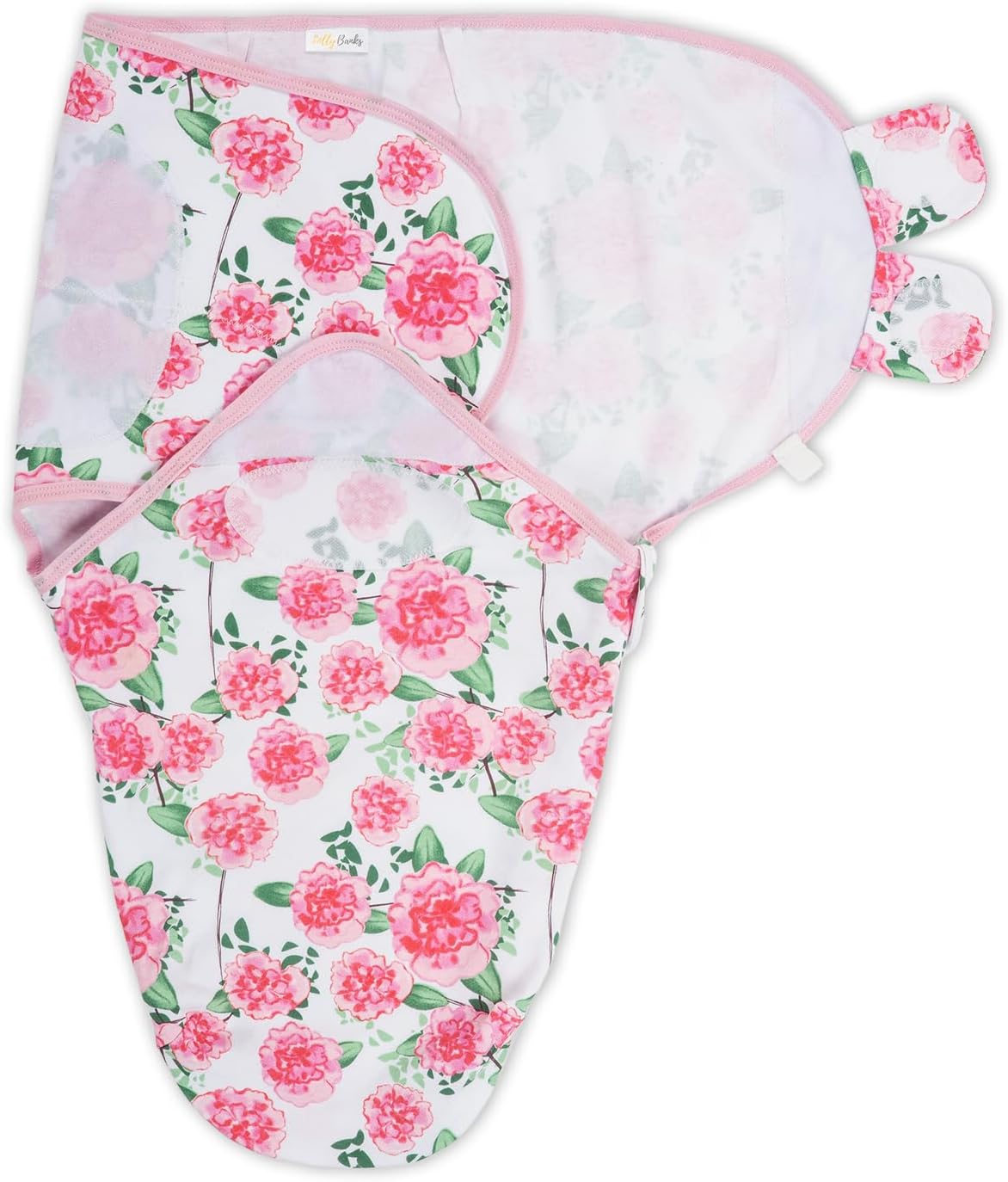 LollyBanks Swaddles 100% Organic Cotton Baby Girl Essentials, 3-6 Months Newborn Girl Swaddles, Swaddle with Easy Change Zipper, Swaddle Sack for Baby Girl (Peony Print)