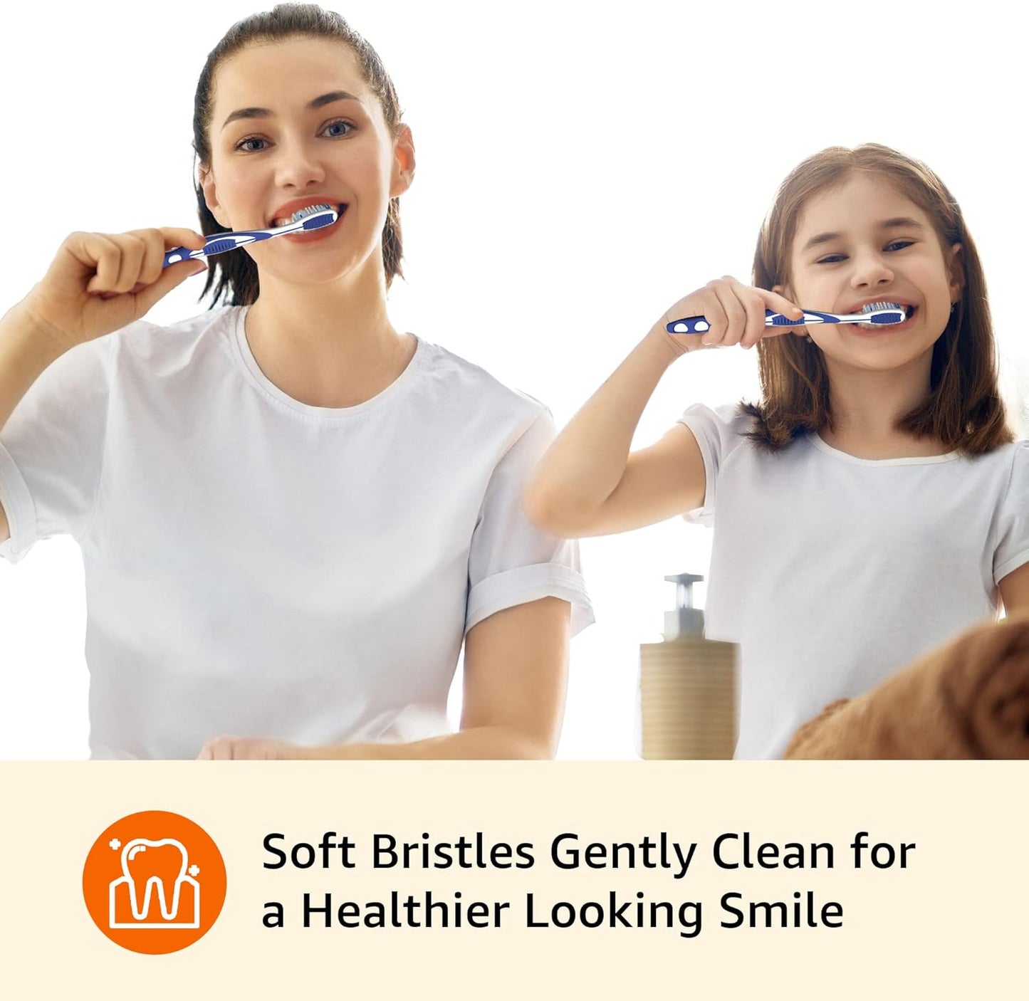 Amazon Basics Orbit Toothbrushes, Soft, Full, 4 Count, Assorted Colors (Previously Solimo)