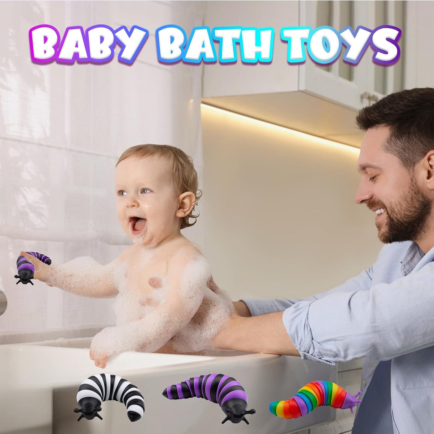 Cevioce 3 PCS Fidget Toys Slug for Adults & Kids Sensory Toys for Kids 8-12 Colorful Autism Toys for Toddlers Autistic Children Toddler Toys Age 3-4 Christmas Stocking Stuffers Gifts for Kids Teens