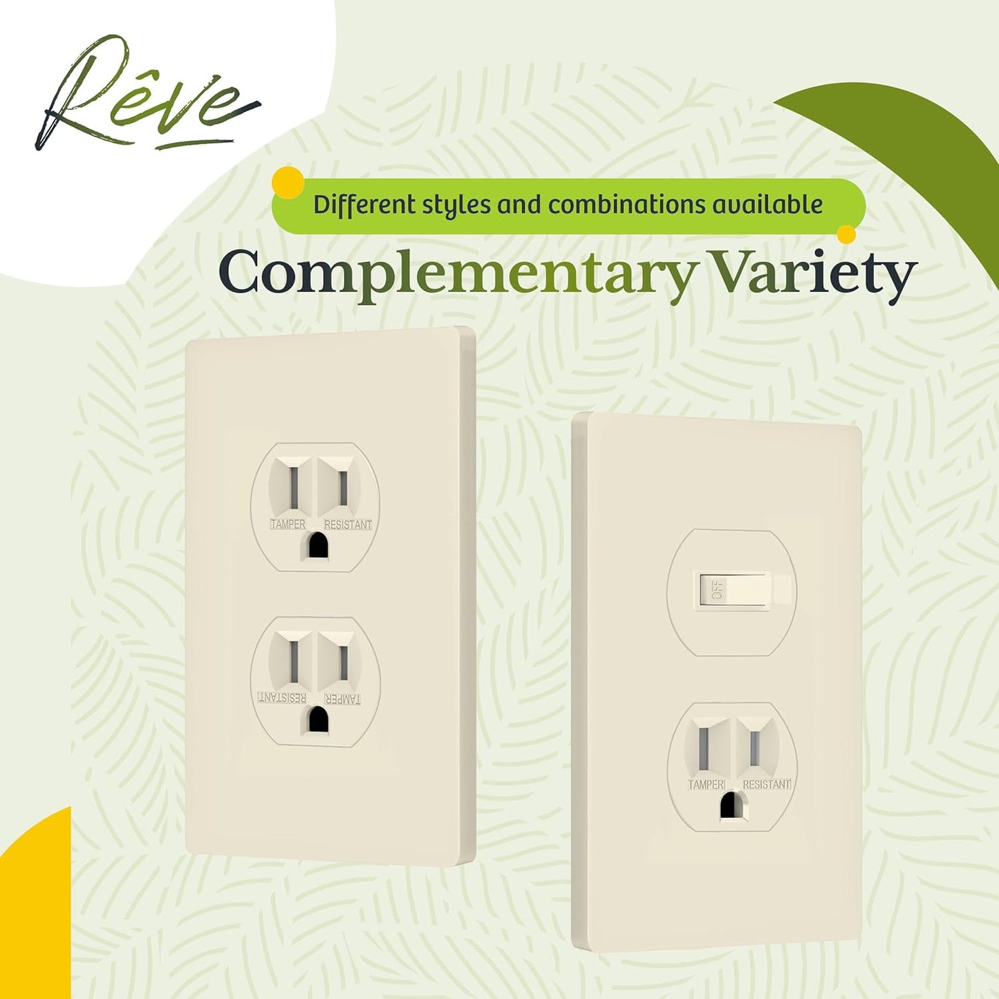 TG Mid-Size Screwless Duplex Wall Plate, Child Safe Receptacle Outlet Cover, Medium Size 1-Gang 4.88" H x 3.11" L, Polycarbonate Thermoplastic, UL Listed, SP-MS1-LA5P, Light Almond (5 Pack)