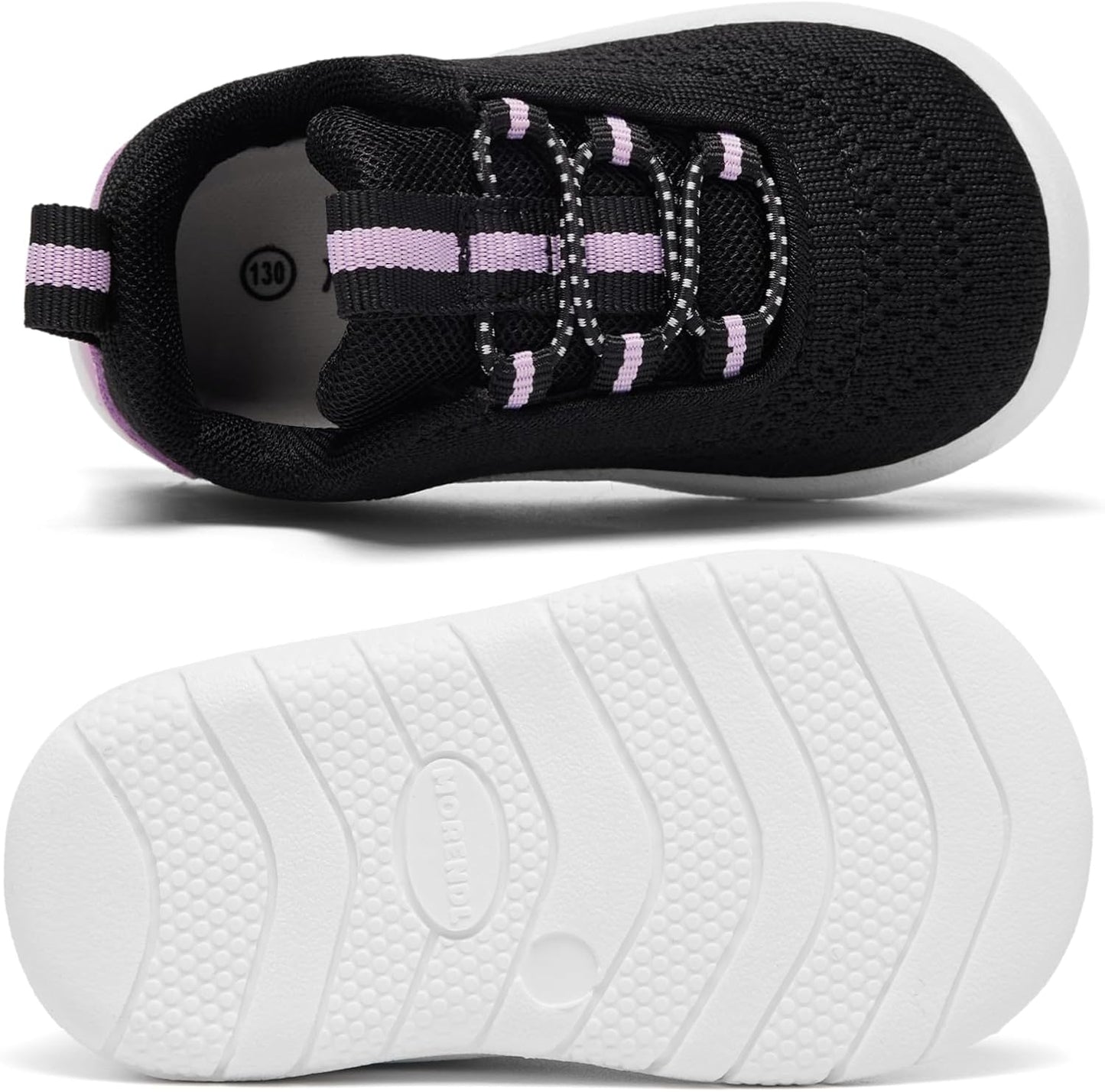 MORENDL Toddler Slip On Sneakers Baby Walking Shoes Non-Slip Breathable Unisex Pink Mesh Lace-Up Athletic Sneakers Infant Running Shoes