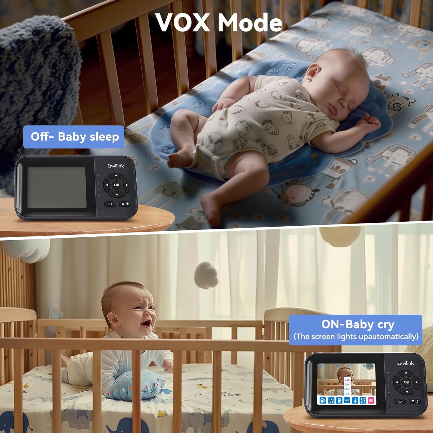 Baby Monitor with Camera and Audio, Video Baby Monitor WiFi Night Vision, 2.8" LCD Screen Baby Camera VOX Mode Alarm and 1200ft Long Range