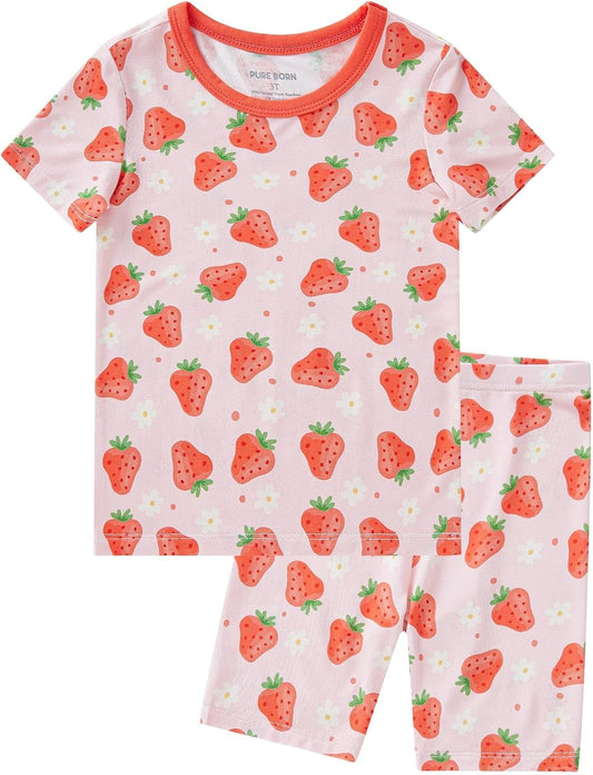 pureborn Baby Viscose From Bamboo Pajamas Set Pjs - Kids Toddler Girl Snug Fit Viscose Sleepwear 2pcs 18M-8Y