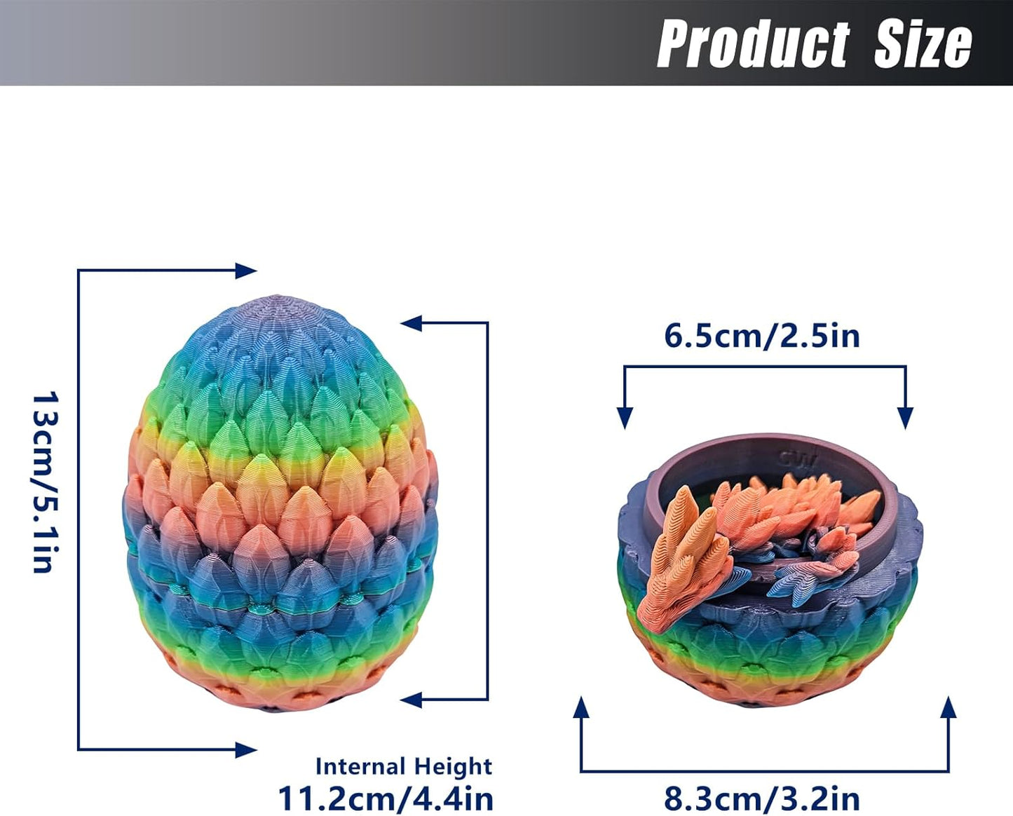 Easter Dragon Eggs 3D Printed Dragon Egg with Dragon Inside Articulated Crystal Dragon Fidget Toy Mystery Easter Suprise Home Office Decor Executive Desk Toys