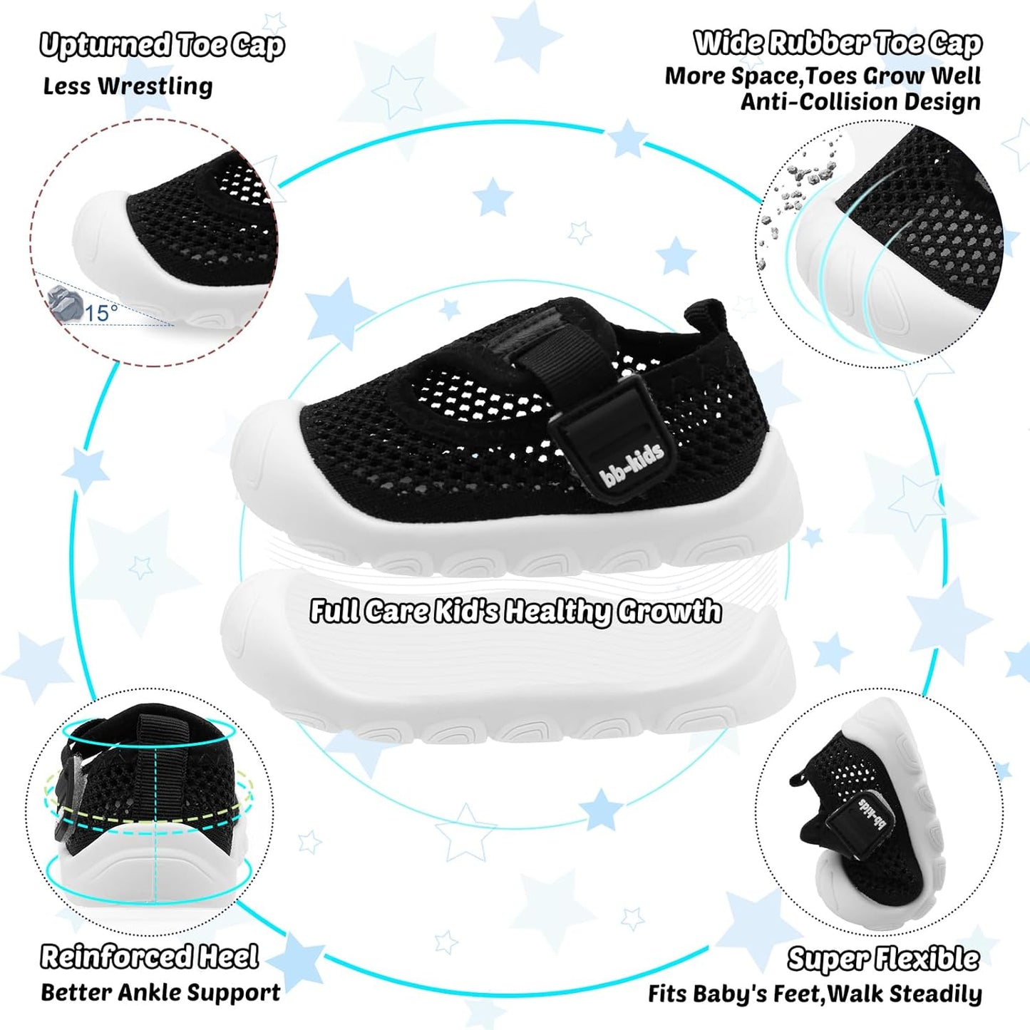 Baby Walking Shoes Toddler Girl Boy Soft Sole Breathable Mesh Slip on Summer Wide Shoes Infant Flexible Lightweight Non-Slip Safer Causal Tennis Shoes Toddler First Walkers Shoes Rubber Soles Outdoor