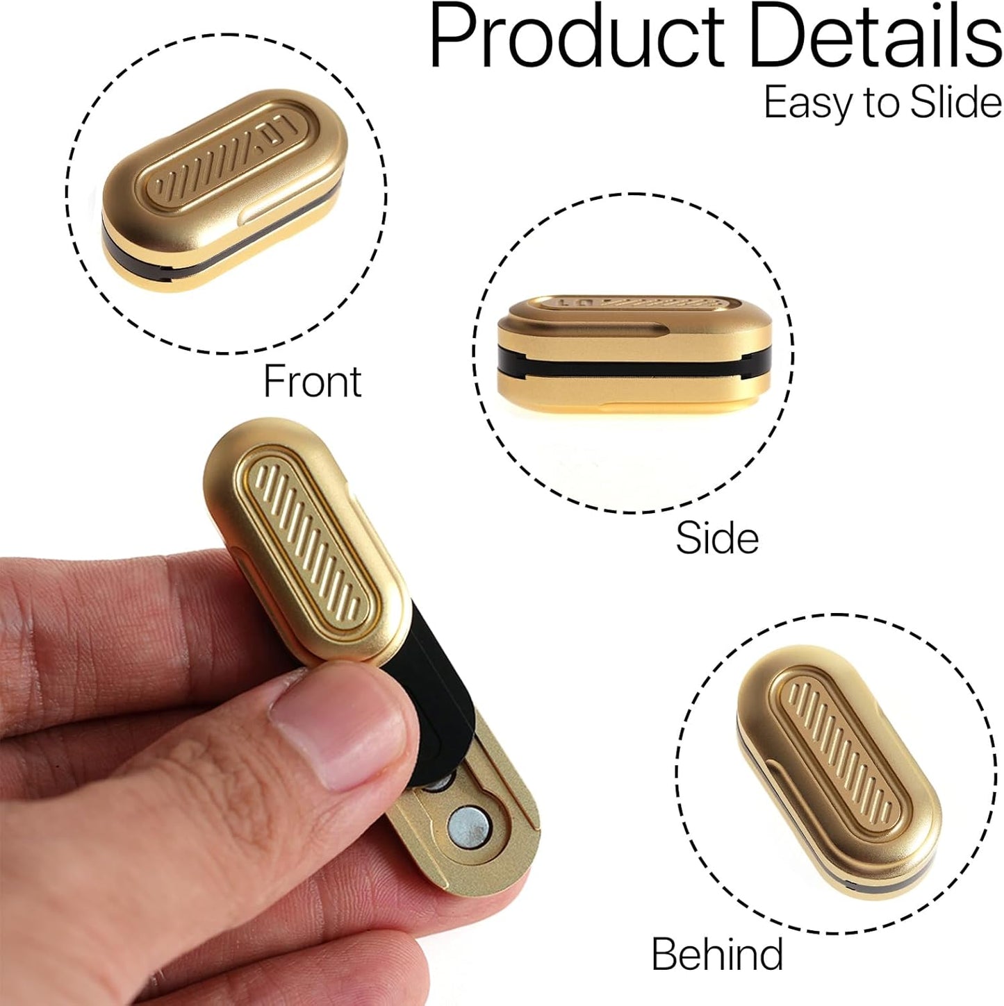 Mini Fidget Slider, Metal Card Fidget Slider Fidget Keychain Fidget Blocks Kit Adult Anxiety Anti Stress (#1 - Gold)