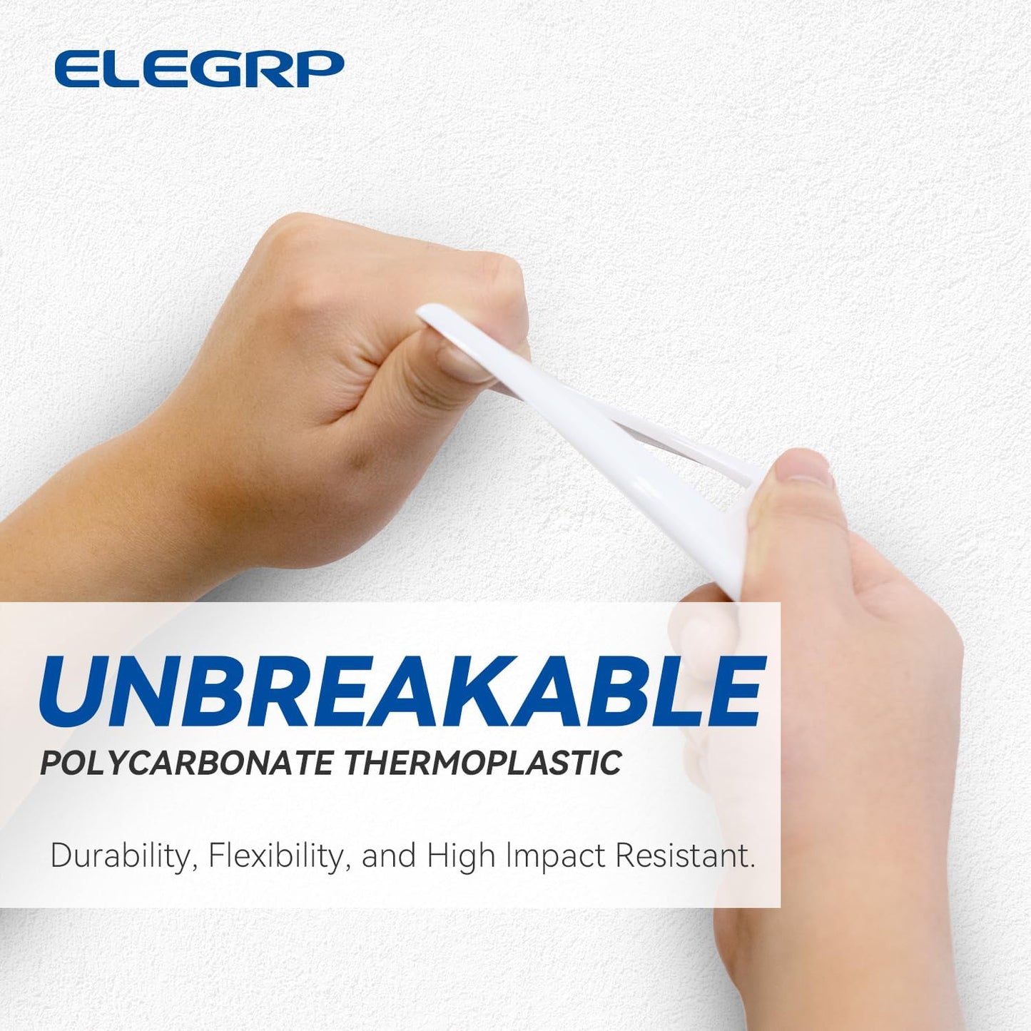 ELEGRP Decorative Receptacle Wall Plate, 1-Gang Mid Size Decorator Covers, Unbreakable Polycarbonate Faceplates for Decorator Device, UL Listed, Screws Included (10 Pack, Glossy White)