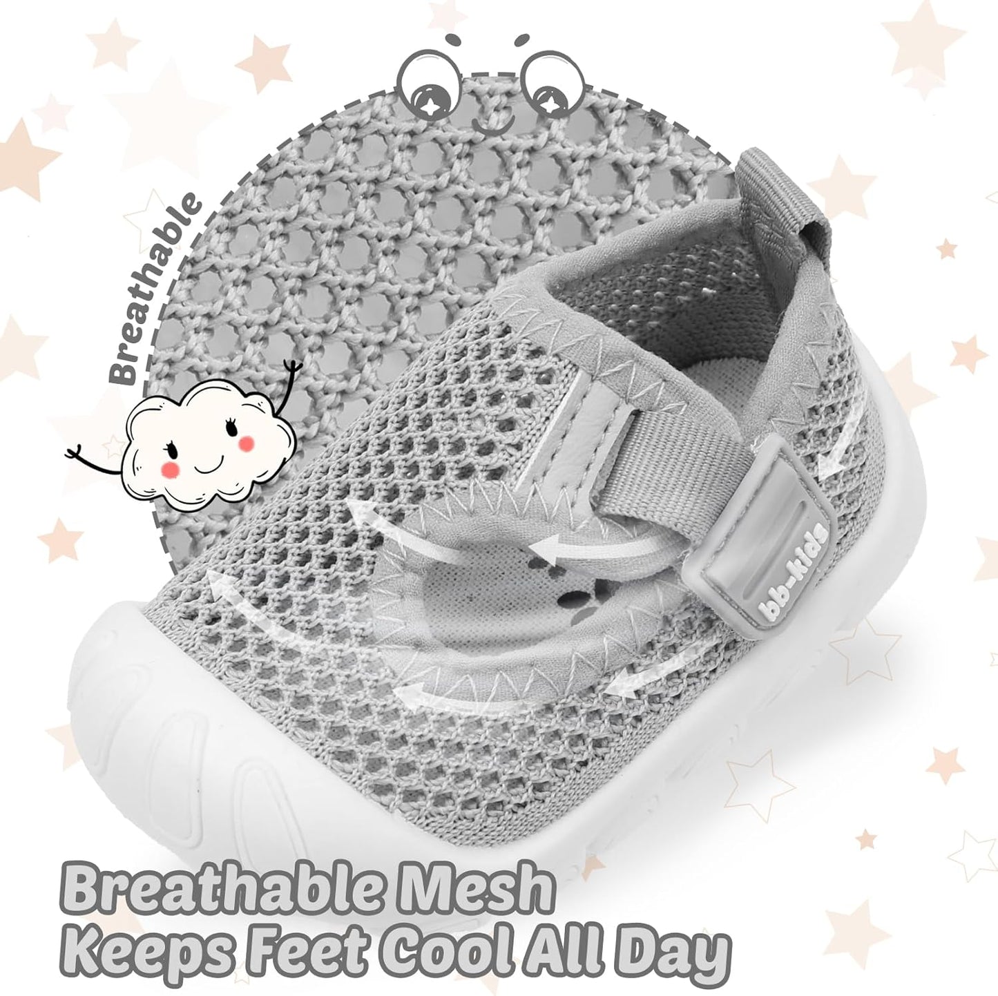 Baby Walking Shoes Toddler Girl Boy Soft Sole Breathable Mesh Slip on Summer Wide Shoes Infant Flexible Lightweight Non-Slip Safer Causal Tennis Shoes Toddler First Walkers Shoes Rubber Soles Outdoor