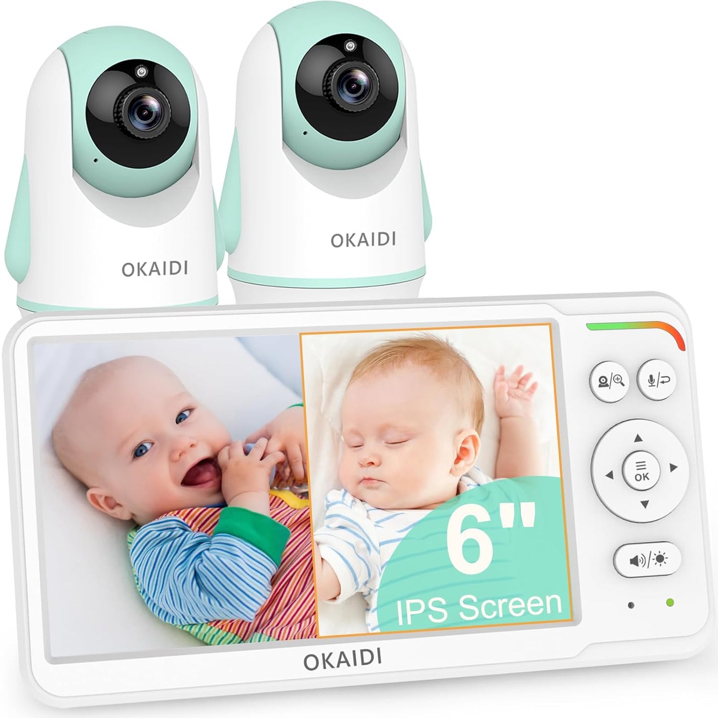 Baby Monitor with 2 Cameras and Audio,Video Baby Monitor with 6'' IPS Split-Screen,Baby Camera Monitor with 30-Hour Battery,150 Languages,ECO,2-Way Talk,1000ft,Travel Baby Monitor No WiFi