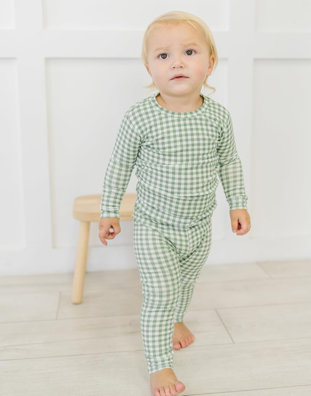 moimoln Plaid Check Soft Cotton Modal 6M-8Y Baby Toddler Long-Sleeve Snug-Fit Pajama Sleepwear Daily
