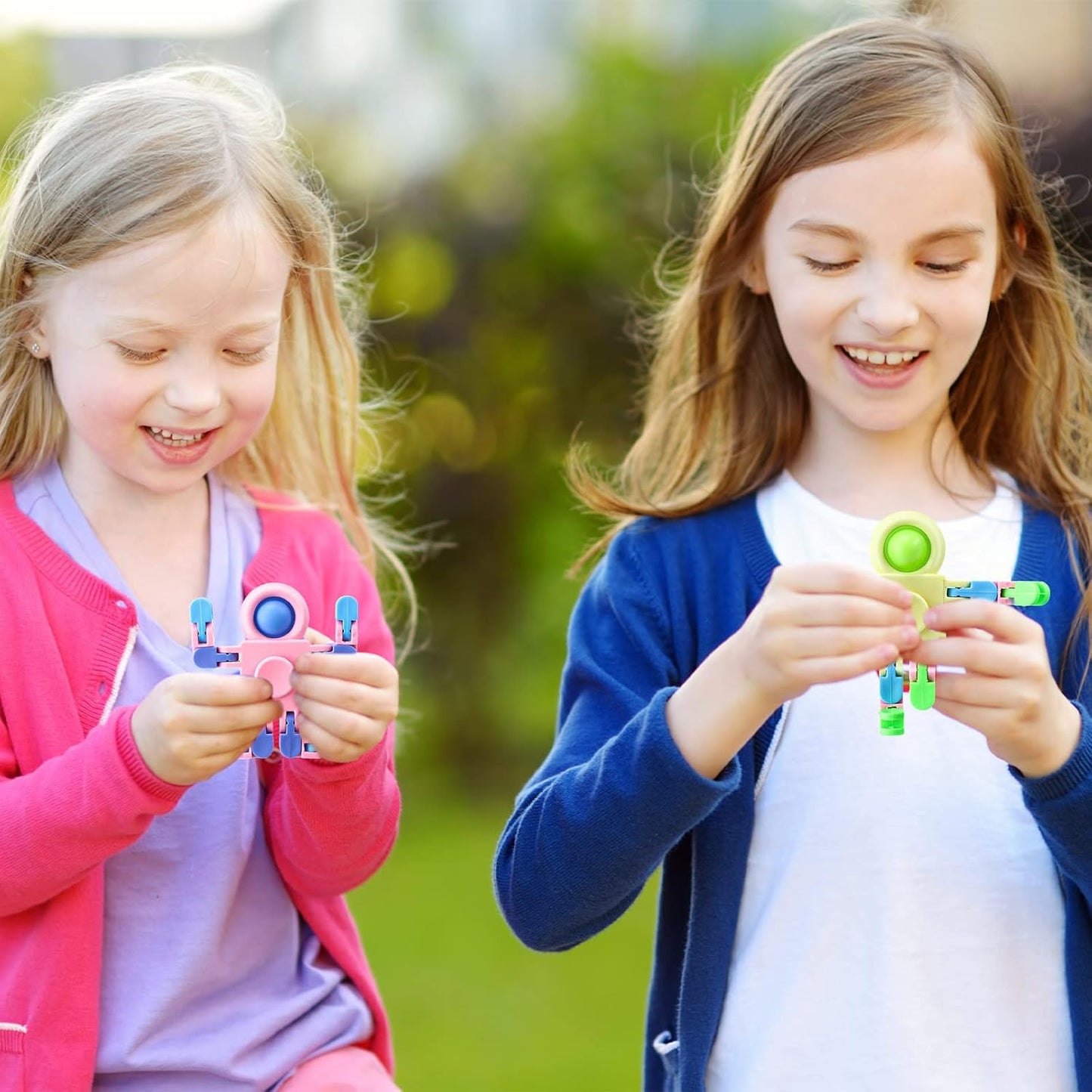 Hanaive 24 Pcs Robot Fidget Spinners Transformable Fingertip Gyro Chain Toy Fidget Sensory Toys Deformable DIY Stress Relief Fidget Toy Adults Pinata Goodie Bag Birthday School Gift