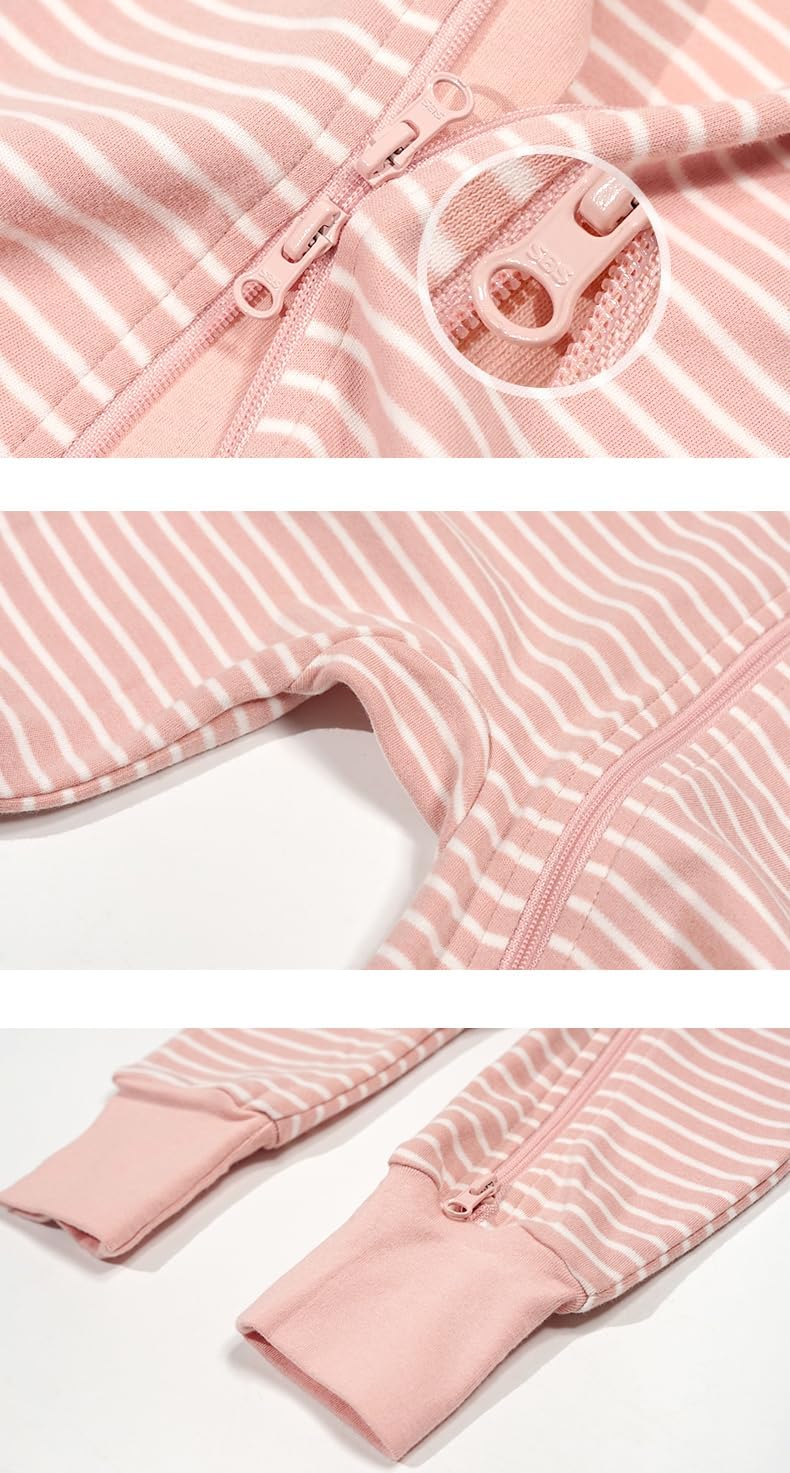 Teach Leanbh Toddler Baby Boys Girls 2-Pack Pajamas Cotton 2 Way Zipper Short Sleeve Footless Romper Sleep and Play