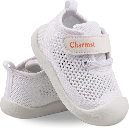 Baby First-Walking Shoes 1-4 Years Kid Shoes Trainers Toddler Infant Boys Girls Soft Sole Non Slip Cotton Canvas Mesh Breathable Lightweight TPR Material Slip-on Sneakers Outdoor
