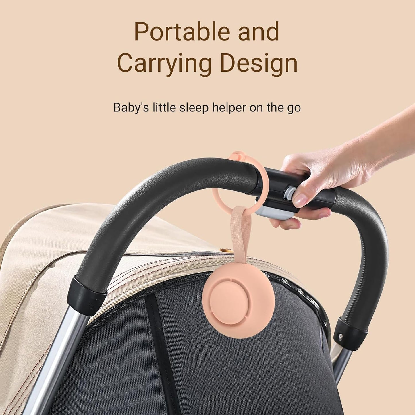 Portable Baby Sound Machine [White Noise for Babies Kids Adults][Sleep Soother][Timer Function][12 Soothing Sounds] 15 Hours Battery Life, Registry Gift,Shower,Clips on Baby Stroller.Peach