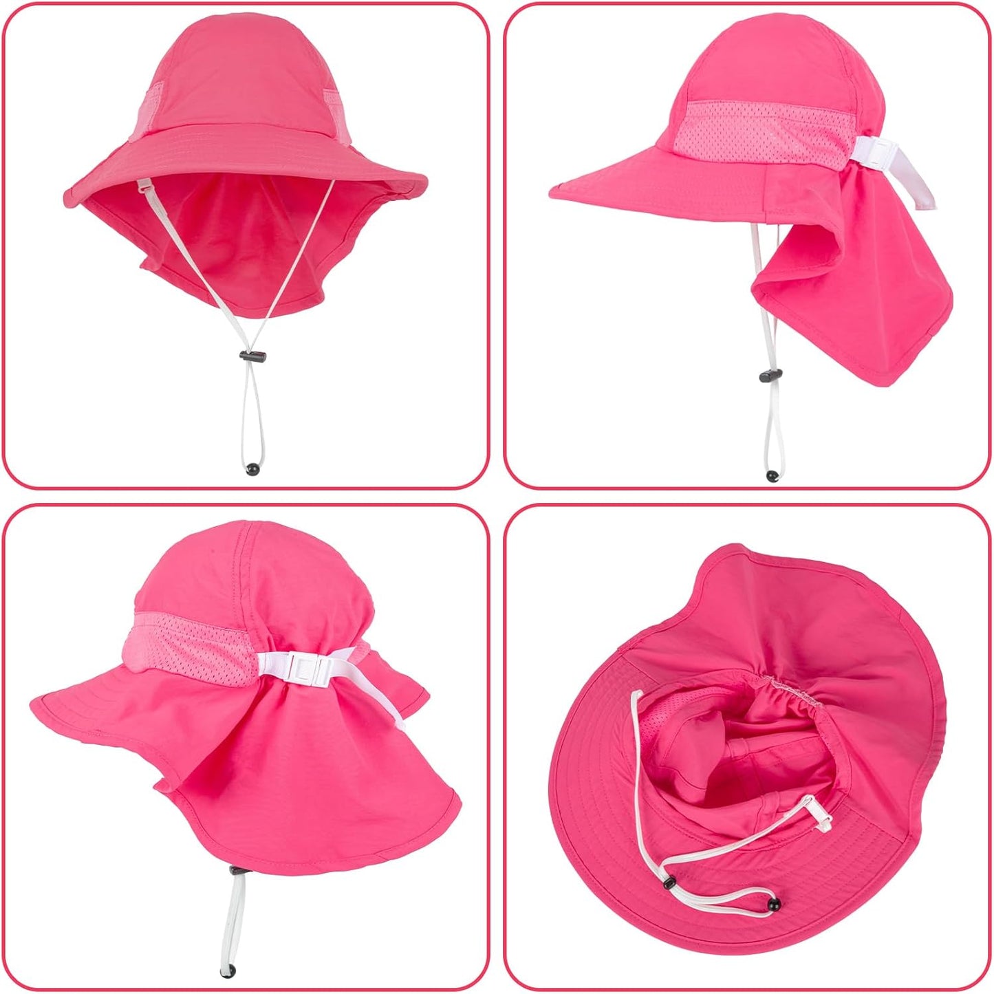 Toddler Baby Sun Hat Kids Summer UPF 50+ for Boys Girls Adjustable Beach Hats with Bucket Wide Brim Age 1-7 Years