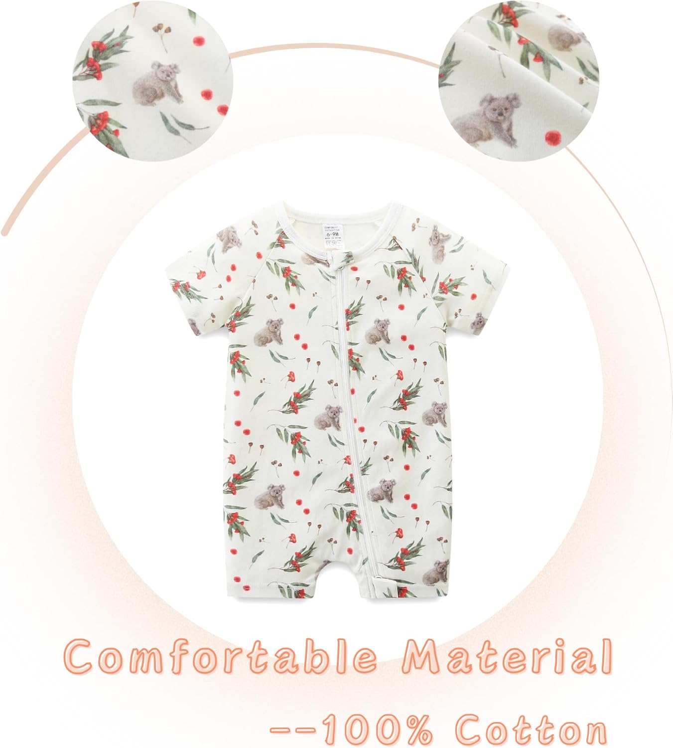 Unisex Summer Trendy 2-Pack Rompers Short Sleeve Zipped Bodysuit Infant Cotton Outfits