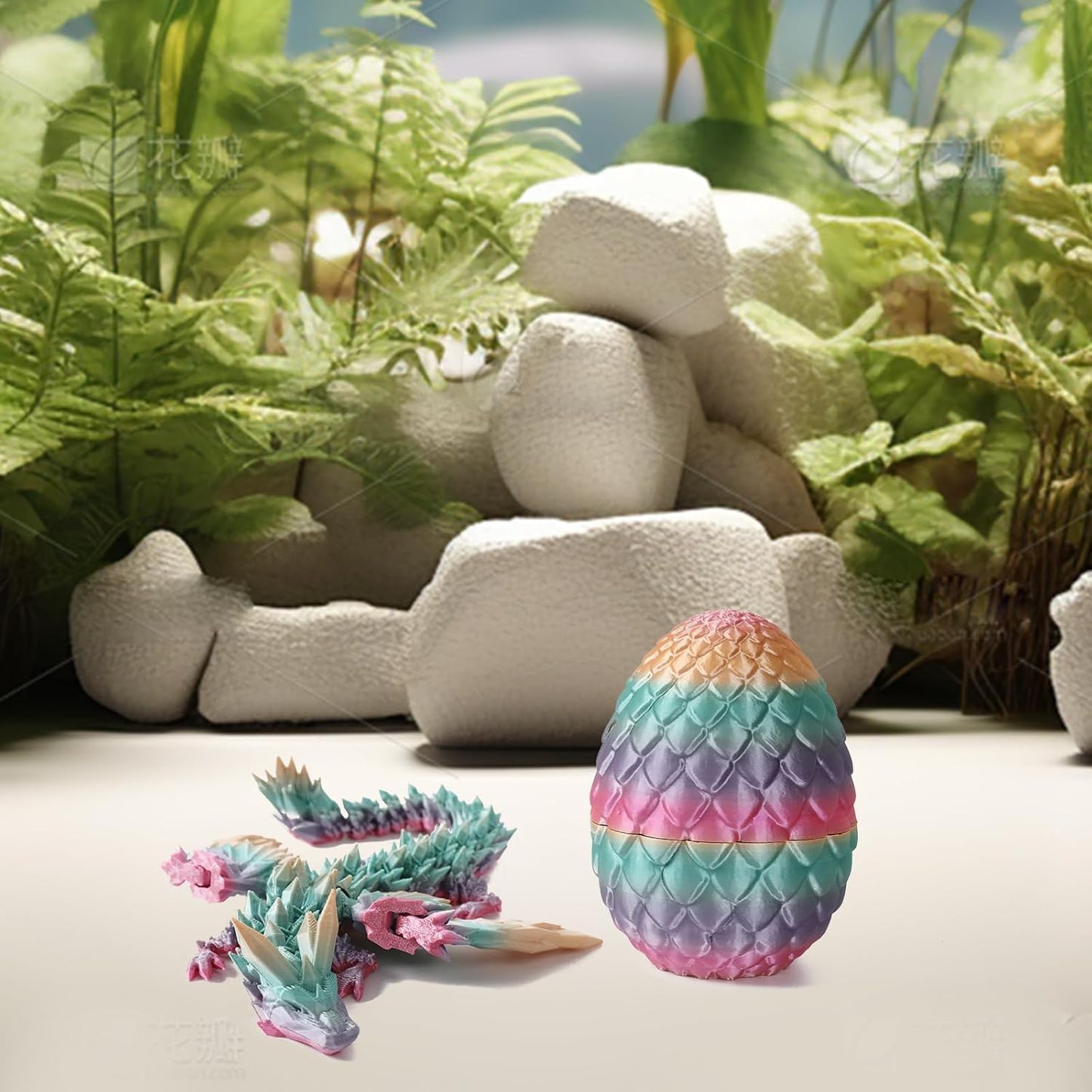 Easter Dragons 3D Printed Dragon Egg with Dragon Inside Crystal Dragon Fidget Toy for Adult Full Articulated Dragon for Home Office Decor