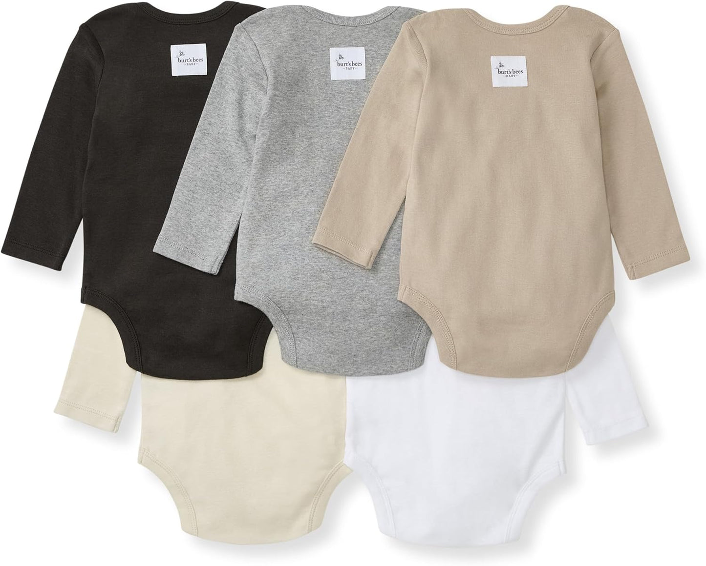 Burt's Bees Baby Unisex Organic Cotton Short and Long Sleeve Bodysuits, 5-Pack