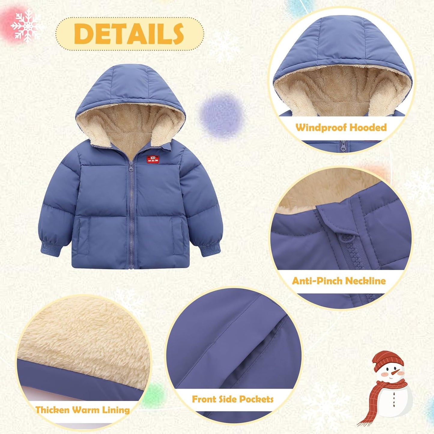 UNICOMIDEA Baby Winter Coat with Hooded Toddler Boys Girls Puffer Jackets for 12M-5T