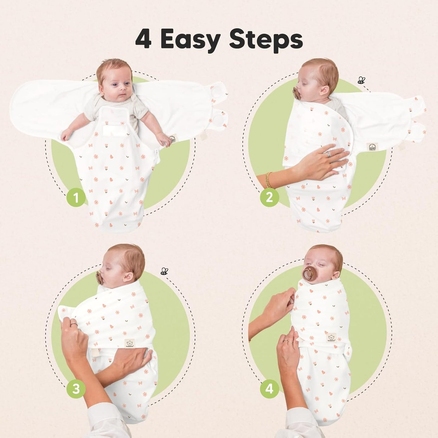 Baby Swaddle Sleep Sacks with Zipper - 3-Pack Swaddles for Newborns 3-6 Months, Infant, Baby Girls, Boys, Soft & Durable Newborn Sleep Sack, Easy Diaper Change Swaddling Blanket (Butterflies, L)