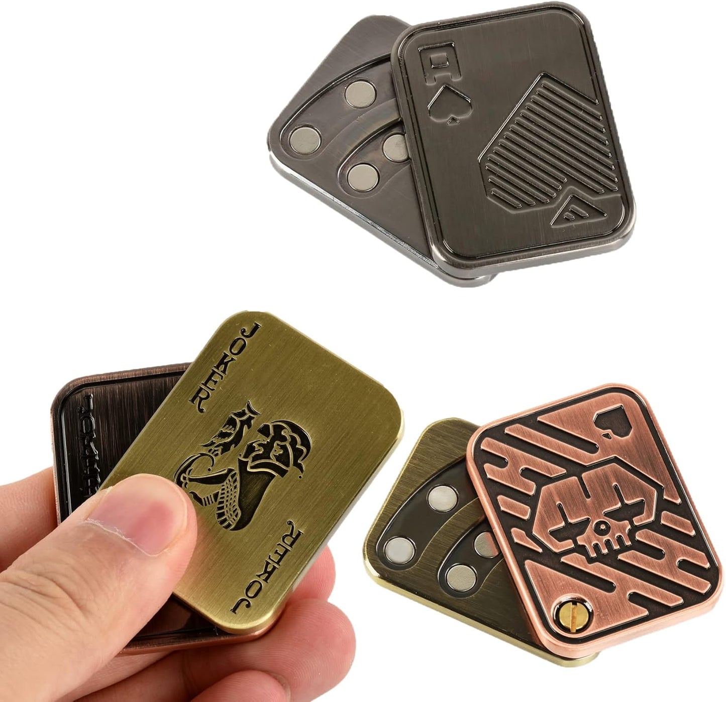 3 Pack Fidget Toys Adults Magnetic Fidget Slider Metal Fidget Toys Magnetic Fidget Slider Toys EDC Fidget Toys for Adults Anxiety Stress Relief Office Desk Toys(Poker Fidget Slider K+A+Joker)