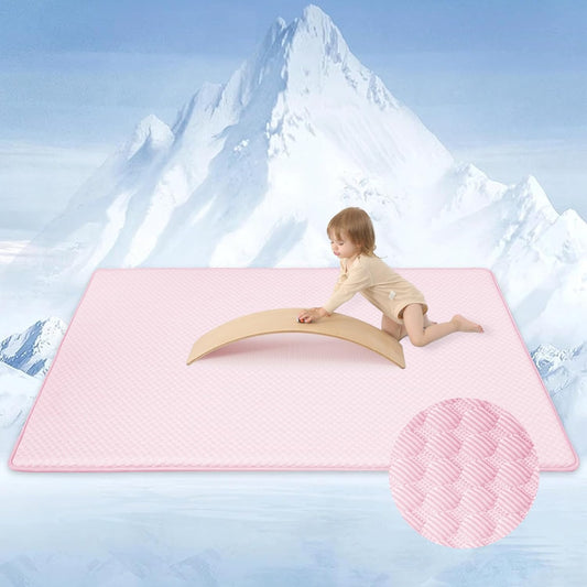 Baby Play Mat for Summer,1.3 Thick Memory Foam Cooling Floor Tummy Time Mat, Soft & Breathable, Non-Slip Rectangular for Toddlers’ Playtime & Rest(Pink,39"x59")