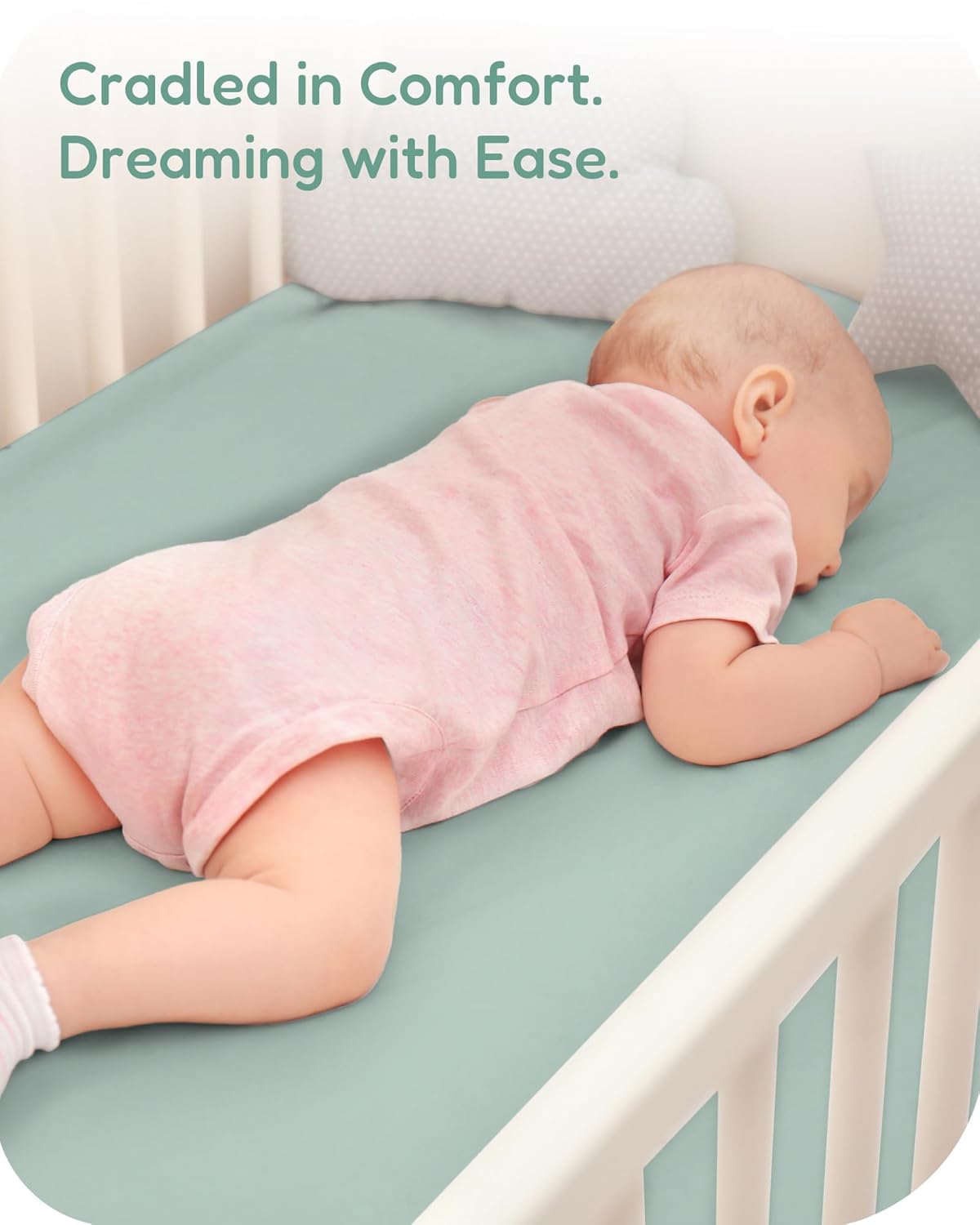 Baby Crib Sheets for Standard Crib Mattress - Green+Giraff, Soft Jersey Knit, Safe and Snug, for 28''x52''x9'' Extra Deep Pocket