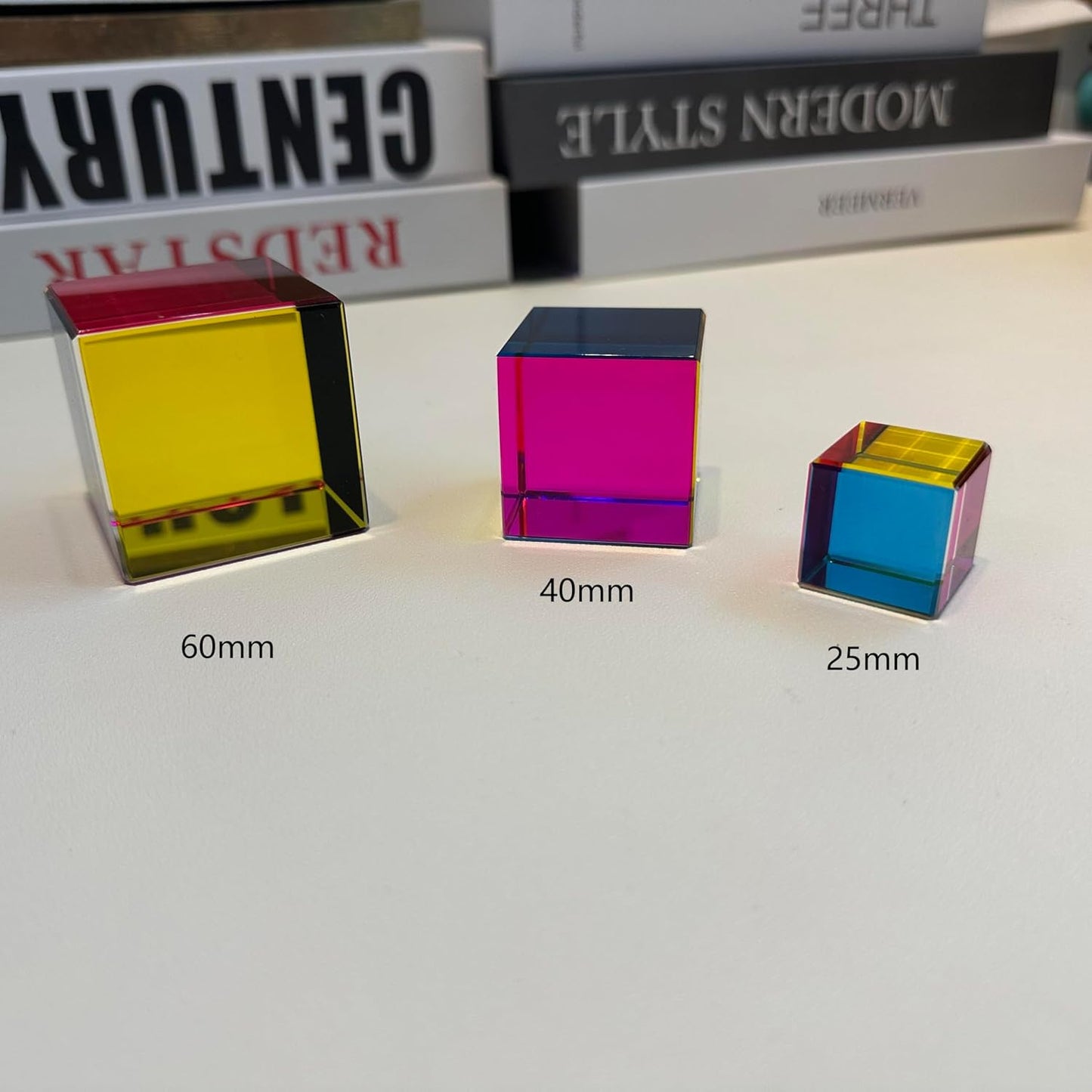 Mixing Colors Cube with Display Stand Diamond Polished, Scientific and Educational Toys, Gorgeous Physics Toys Satisfying Silent Desk Toysize60mm