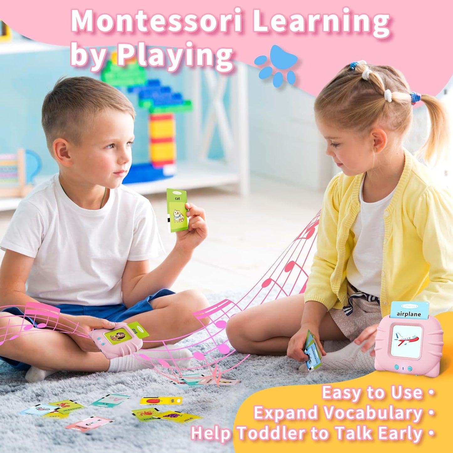 Toddler Toys Talking Flash Cards for 1 2 3 4 5 6 Year Old Boys and Girls, Autism Sensory Toys for Autistic Children, Learning Educational Montessori Speech Therapy 248 Sight Words Kids Gifts