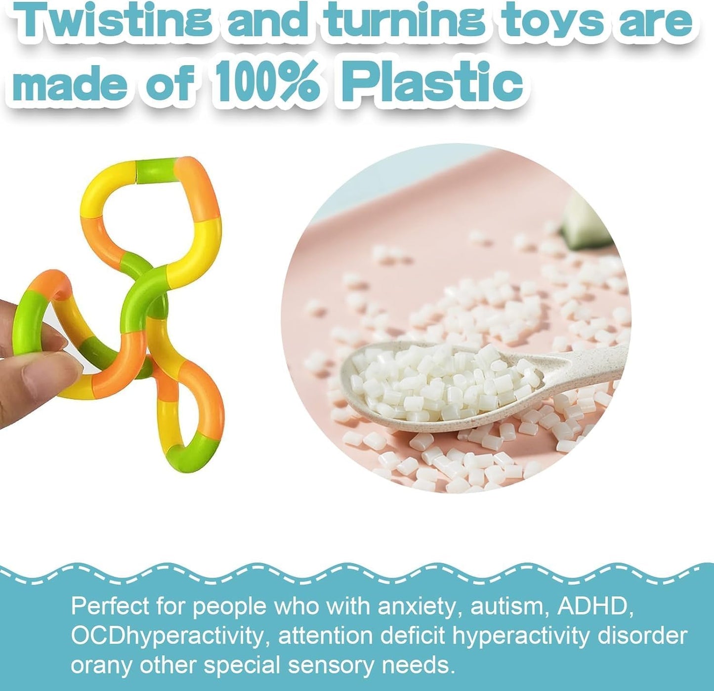 50PCS Random Multicolored Quiet Fidgets Toys for Unique Fidget Experience, Anti Anxiety Sensory Toys Combine into New Shapes,Brain Imagination Tools,Party Supplies