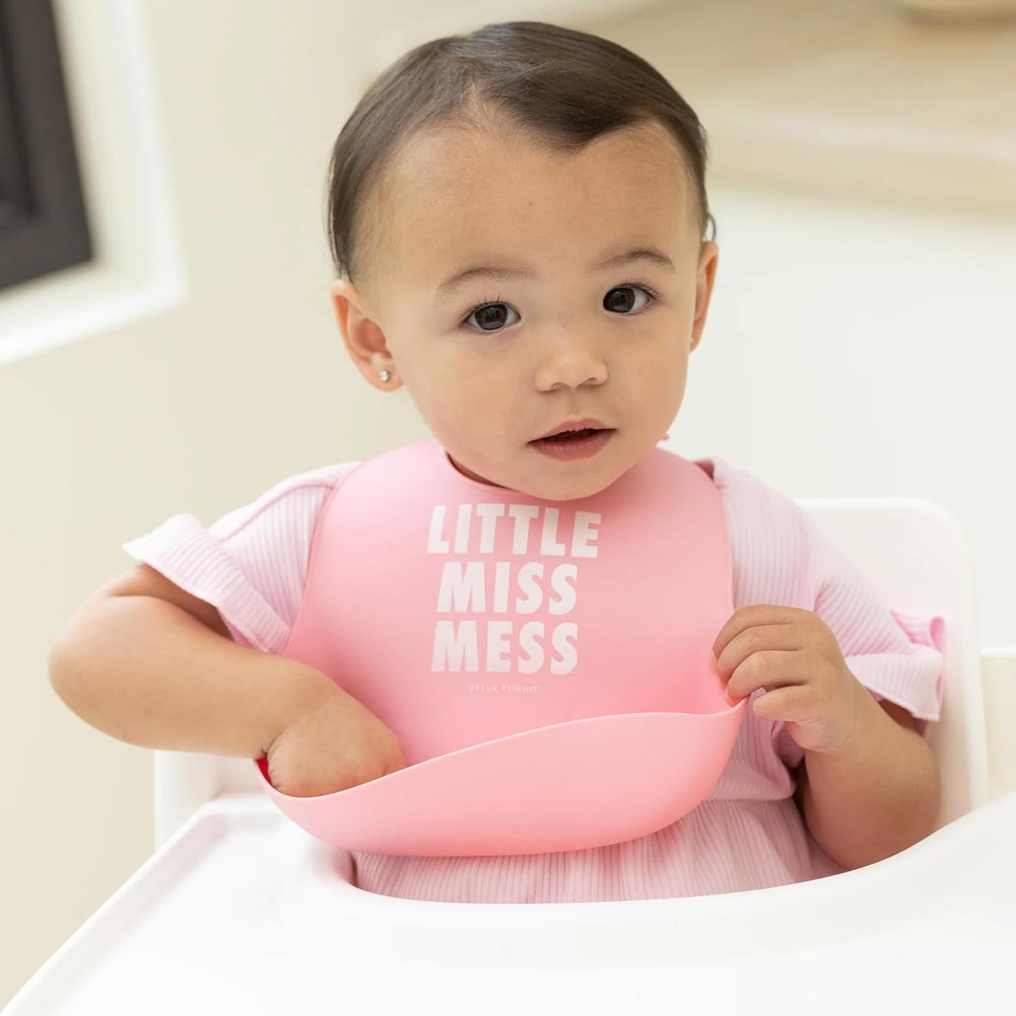 Bella Tunno Baby Bib for Eating, Waterproof Silicone Bib with Large Food Catcher, Adjustable Fit for Babies 4-12 months & Toddlers 1-3 Years, Boys & Girls, Little Miss Mess