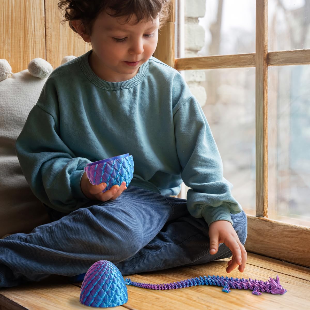 Dragon Eggs with Dragon Inside, 3D Printed Surprise Funny Gifts for Kids, Boys, Girls, Articulated Dragon Fidget Toys for Adults, Executive Desk Toys Office Room Decor (Gradient Light Purple-Red)