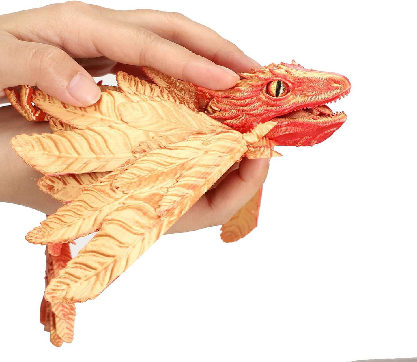 3D Printed Feathered Wyvern Dragon, 3D Printed Dragon with Wings,Adjustable Wings and Simulated Glasses Articulated Dragon Crab Toy, Desktop Pet Toy, Home Office Decor (Red)