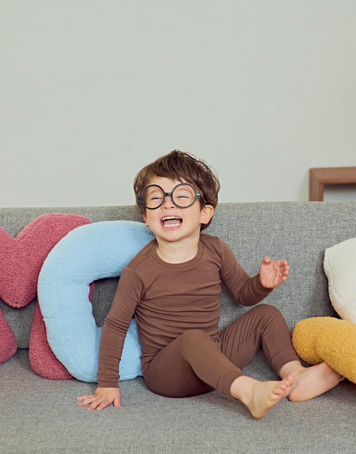 moimoln 6M-8Y Modal Cotton Solid Soft Breathable Baby Toddler Boys Girls Snug fit Pjs Long Sleeve Pajamas Set Sleepwear Daily