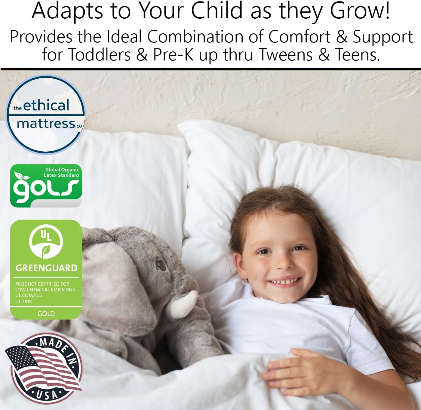 Ethical Mattress CO 6" Kid’s Mattress, Toxin-Free, Made in The USA with Organic Cotton, Wool, Latex & Pocketed Coils (Bed-in-a-Box); Perfect for bunk beds, trundles & Platform beds - Twin Size