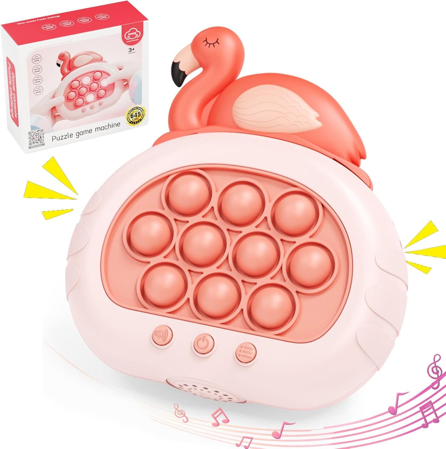 Stress Relief Toys, Decompression Breakthrough Puzzle Pop Button Gopher Handheld Game Machine, Novelty Fidget Toys Party Favor Gifts for Kids Adults (Flamingo)