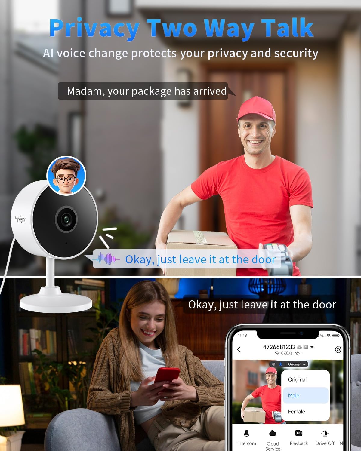 [5G & 2.4G] 2K Indoor Security Cameras for Home Security, AI Voice Change for 2-Way Talk, Motion Detection, Night Vision, 24/7 SD Recording/Cloud Storage, Baby Monitor/Dog/Pet Camera with Phone App, 2