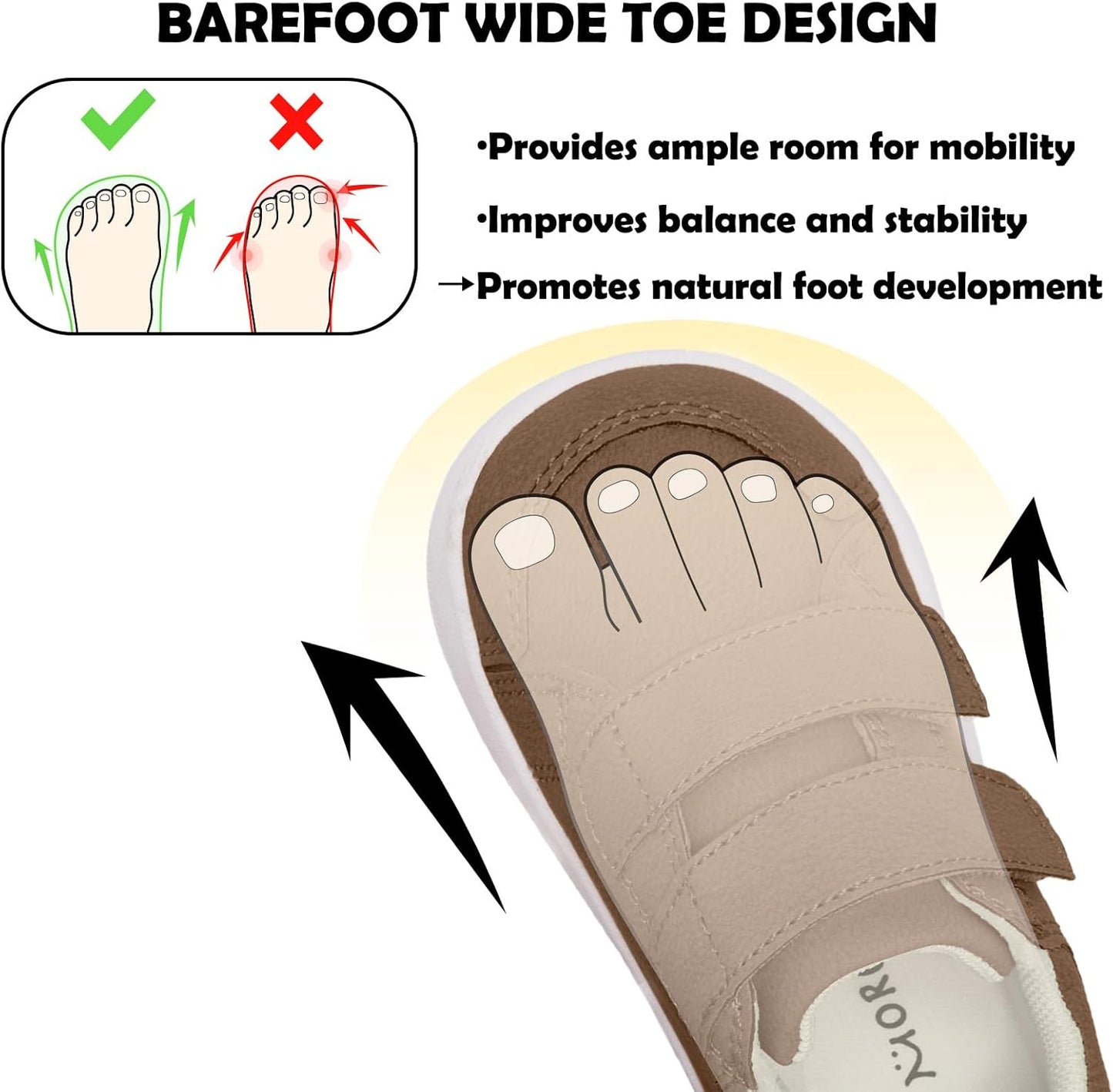MORENDL Wide Toe Box Shoes Toddler Barefoot Shoes Baby Walking Shoe Boy Girl Non-Slip Zero Drop Minimalist Sneakers Comfort Tennis Outdoor Activities