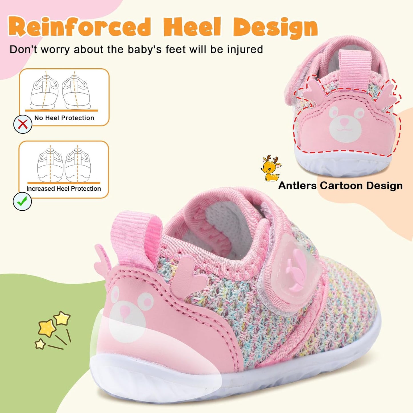 FEETCITY Baby Walking Shoes Barefoot Baby Shoes Infant Sneakers Newborn Crib Shoe Lightweight Flexible Slip On Shoe