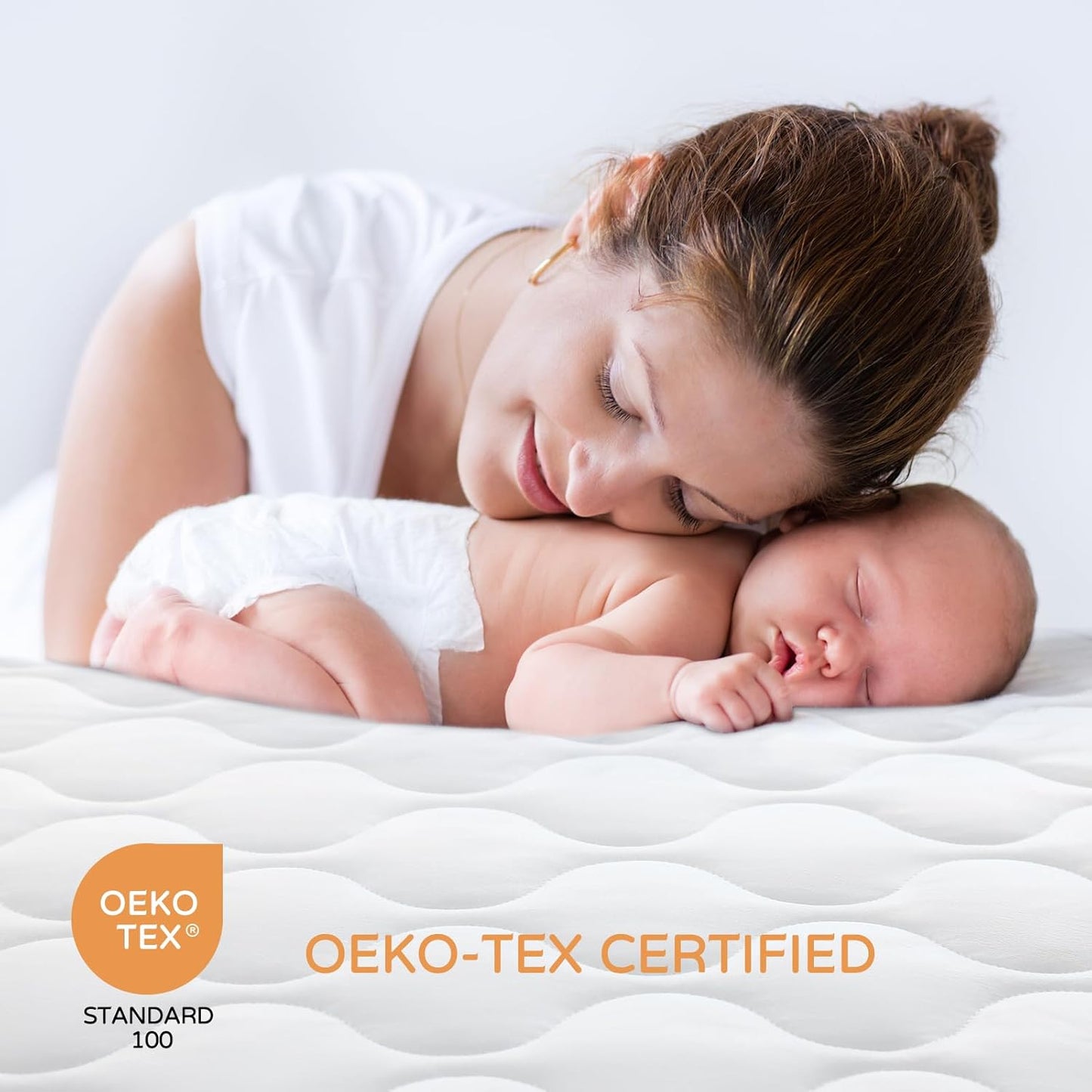 Yoofoss Waterproof Crib Mattress Protector, Quilted Infant Mattress Pad Cover Soft and Breathable, Machine Washable Toddler Mattress Protector for Standard Baby Crib Size 52''x28''